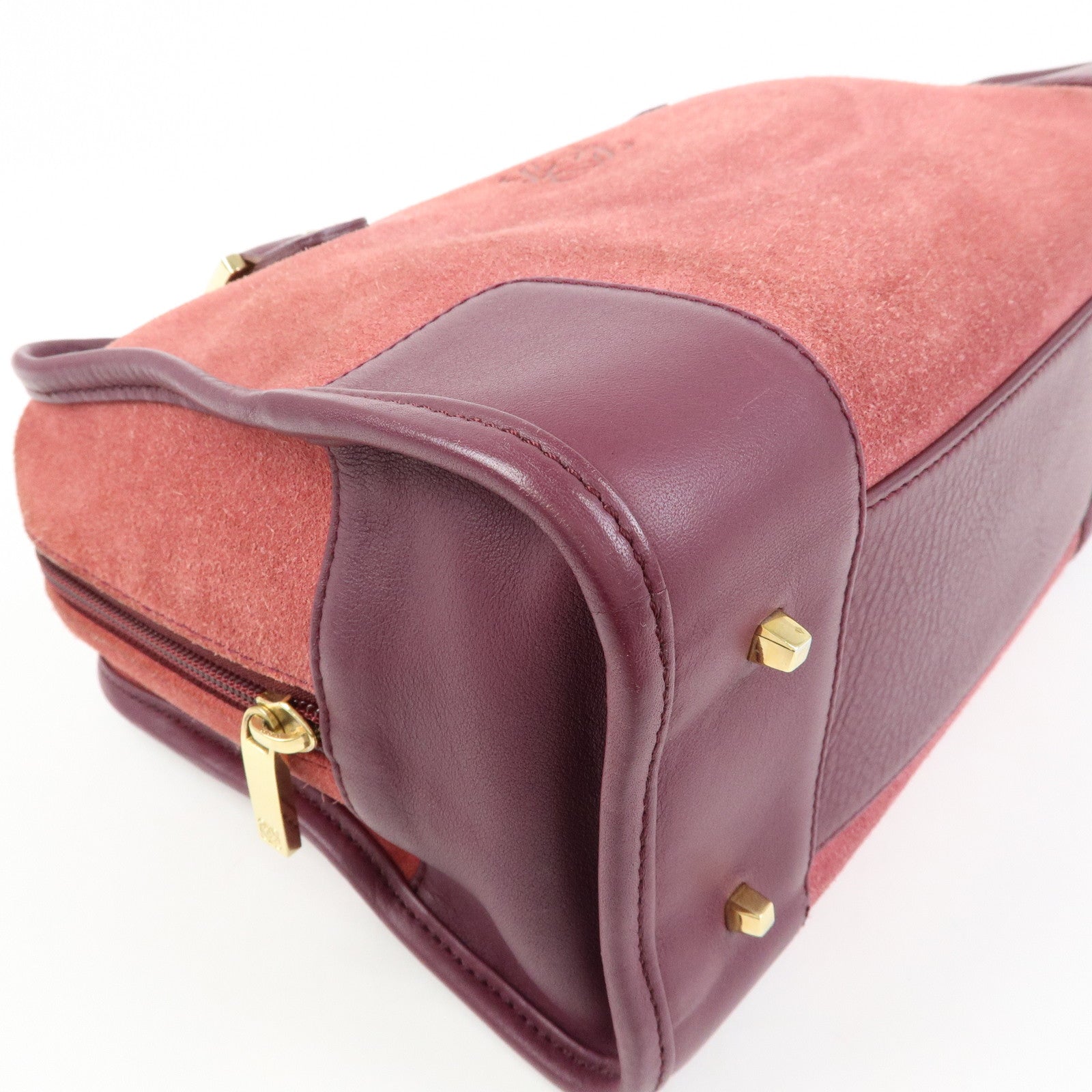 LOEWE Anagram Amazona 28 Suede Leather Hand Bag Red Bordeaux