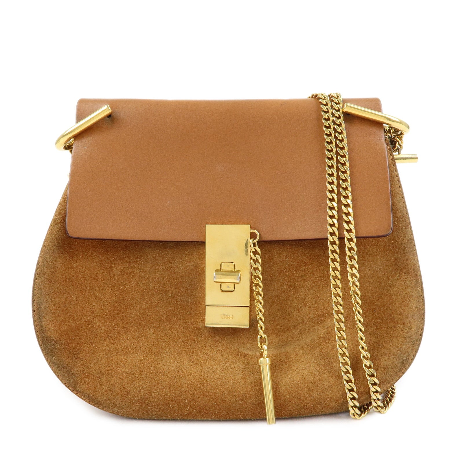 Chloe Drew Leather Suede Shoulder Bag Crossbody Bag Brown