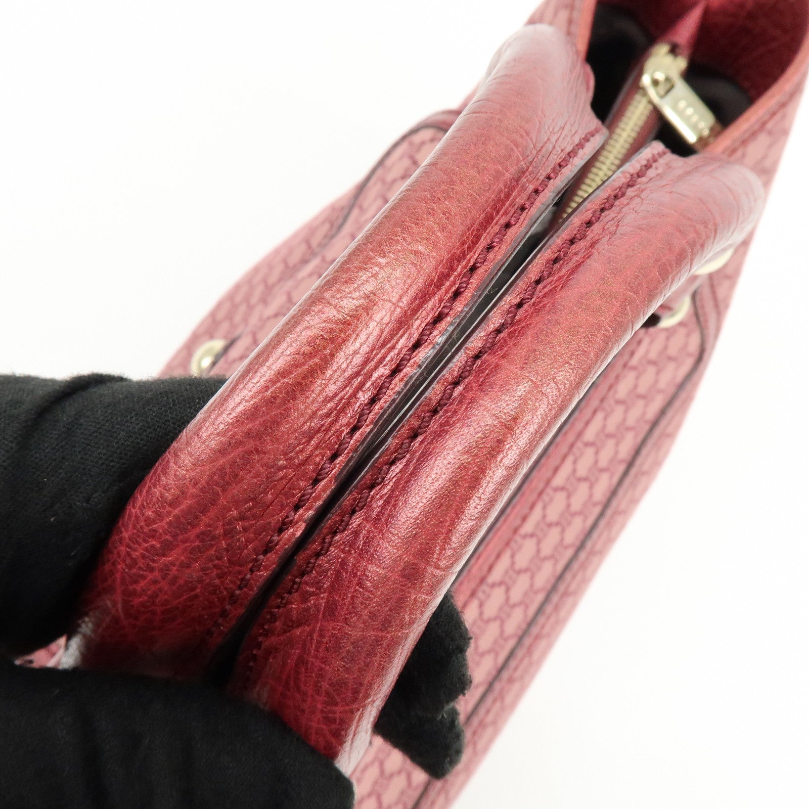 CELINE Macadam Boogie Bag Canvas Leather Hand Bag Tote Bag Pink