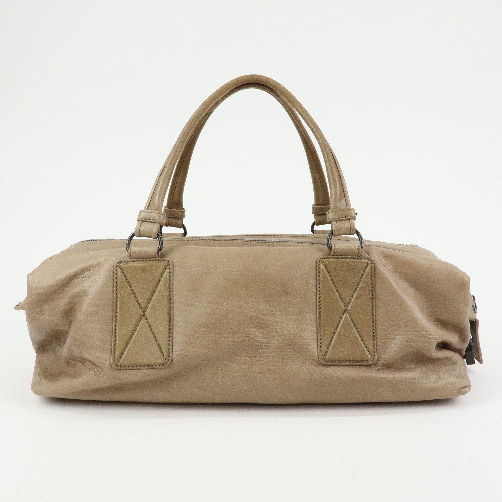 BOTTEGA VENETA Canvas Leather Boston Bag Hand Bag Beige 145119