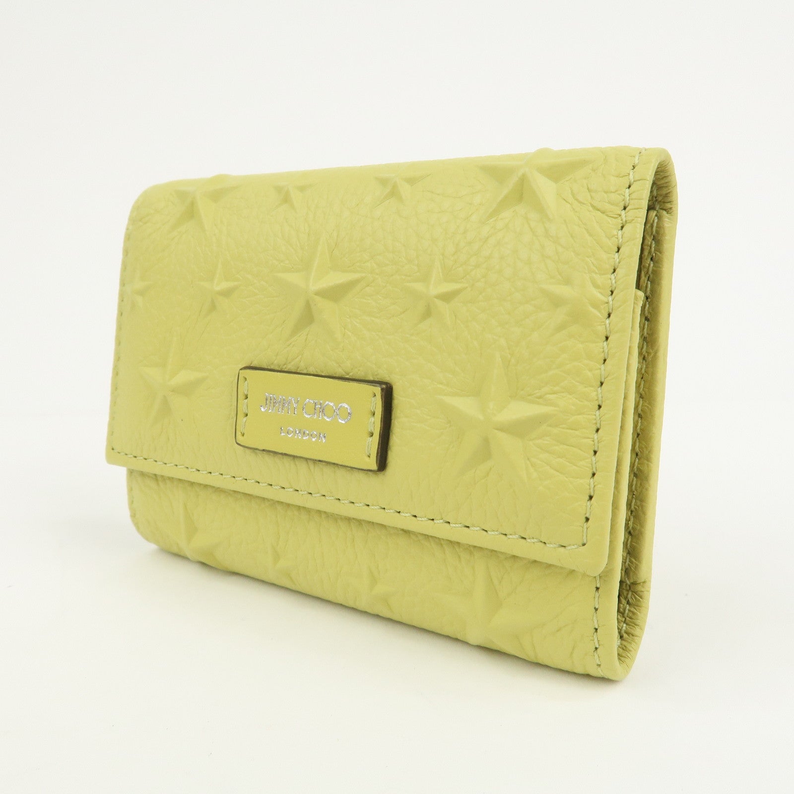 JIMMY CHOO Logo Leather 6 Rings Key Case Key Holder Yellow