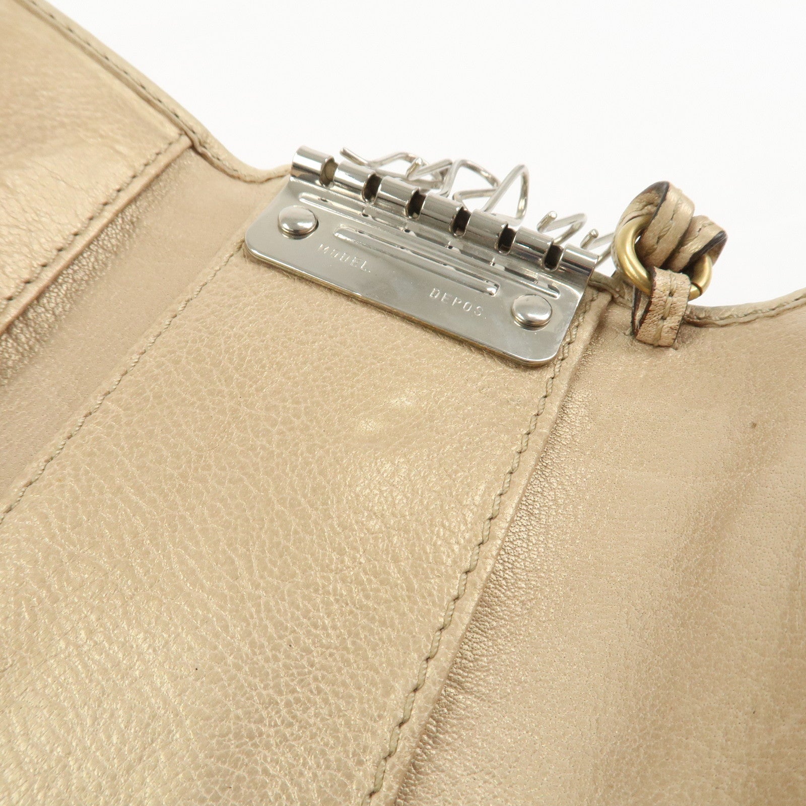 Chloe Padington Set of 2 Leather Long Wallet Key Case Gold Black