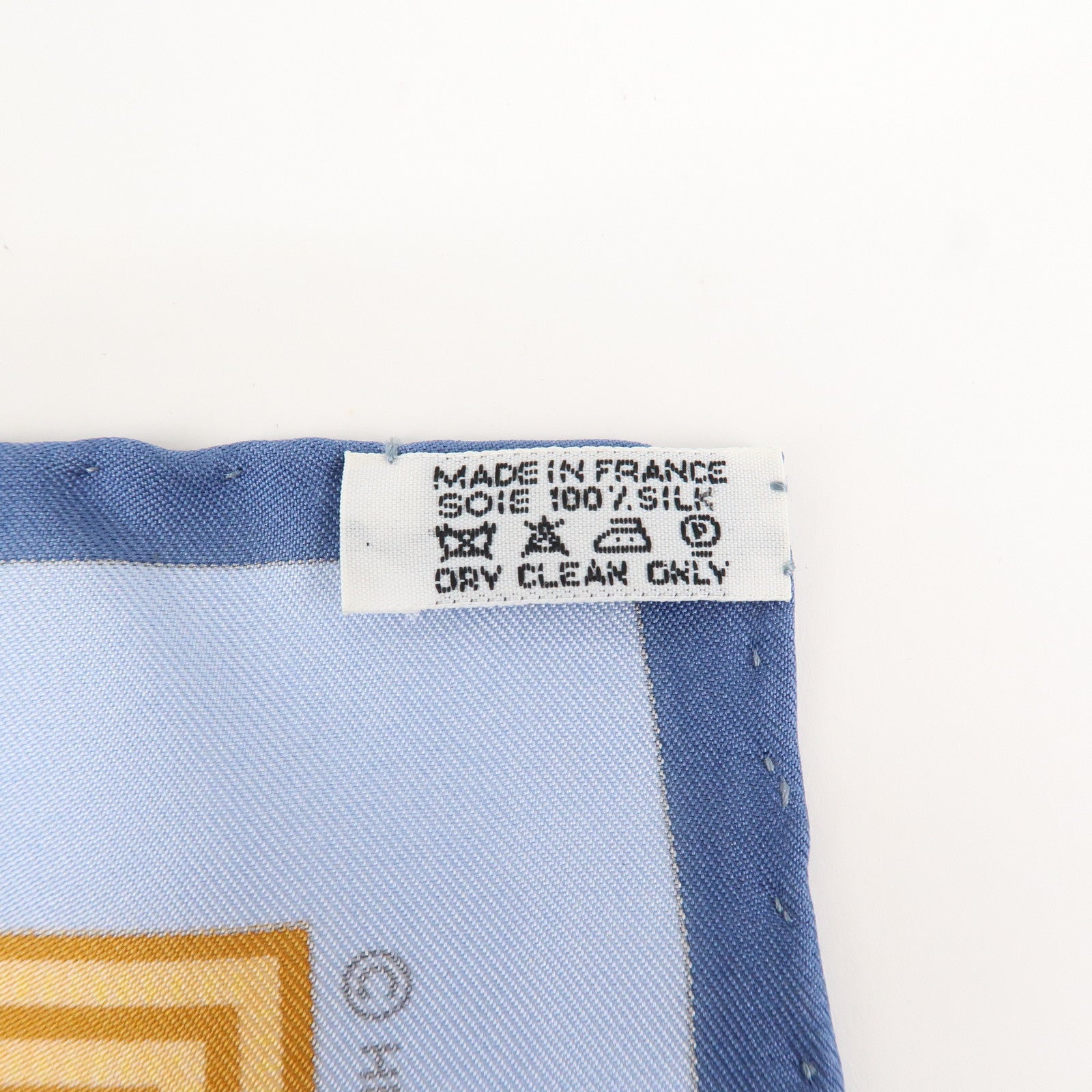 HERMES Carre 90 Silk 100% Scarf Cavaliers ottomans Light Blue Used