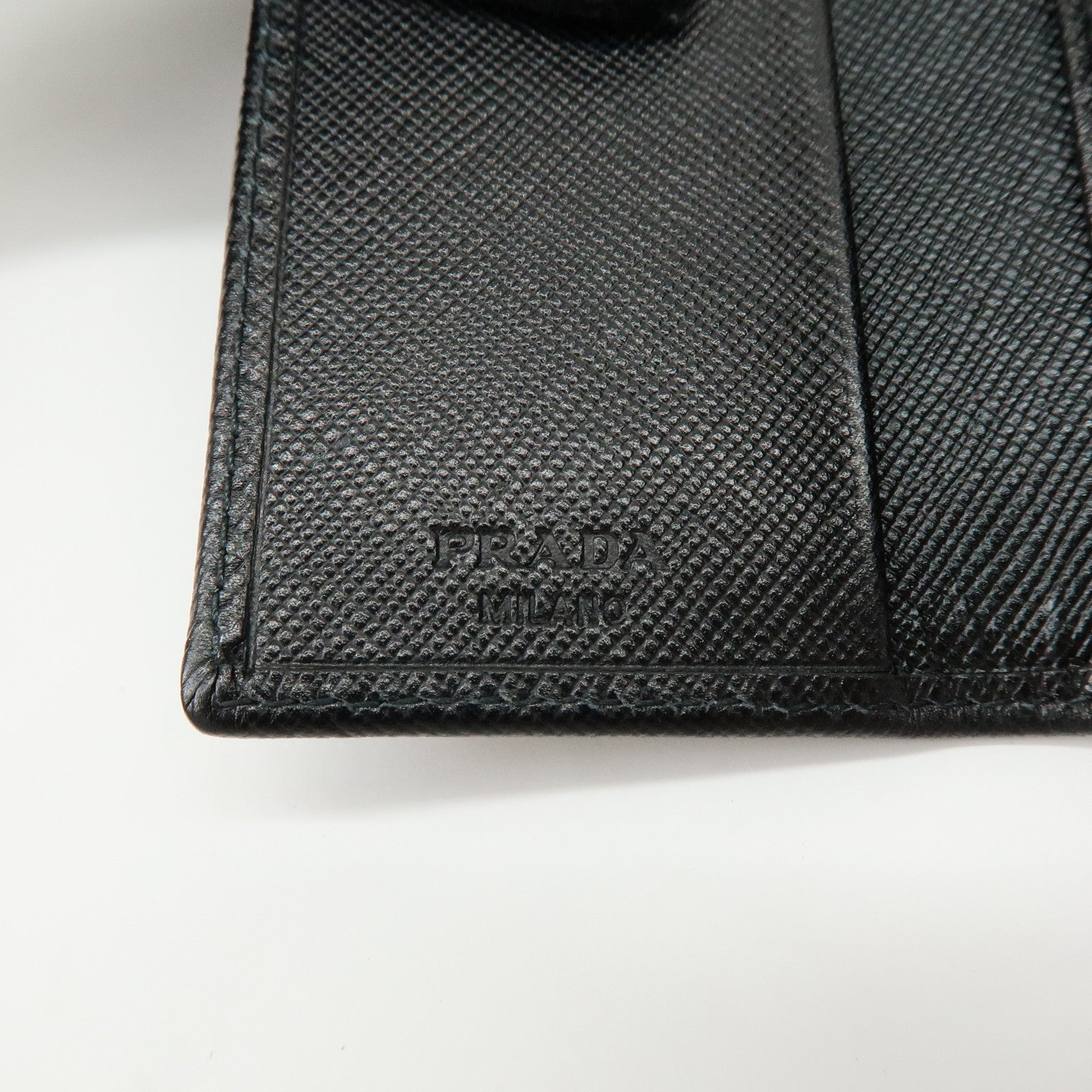 PRADA Triangle Logo Saffiano Leather 6 Rings Key Case Black 1M0222