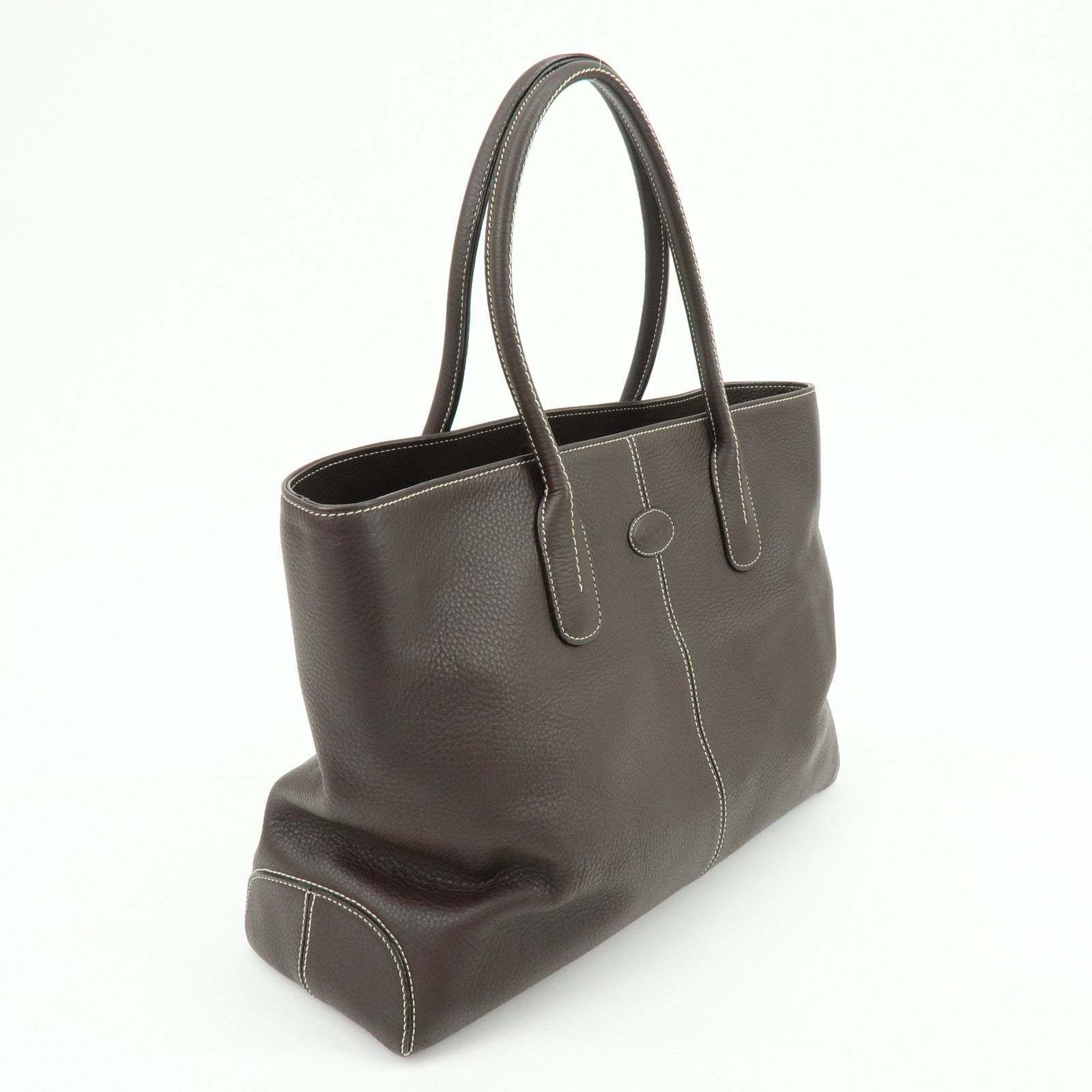 TOD'S Logo Leather Tote Bag Shoulder Bag Brown