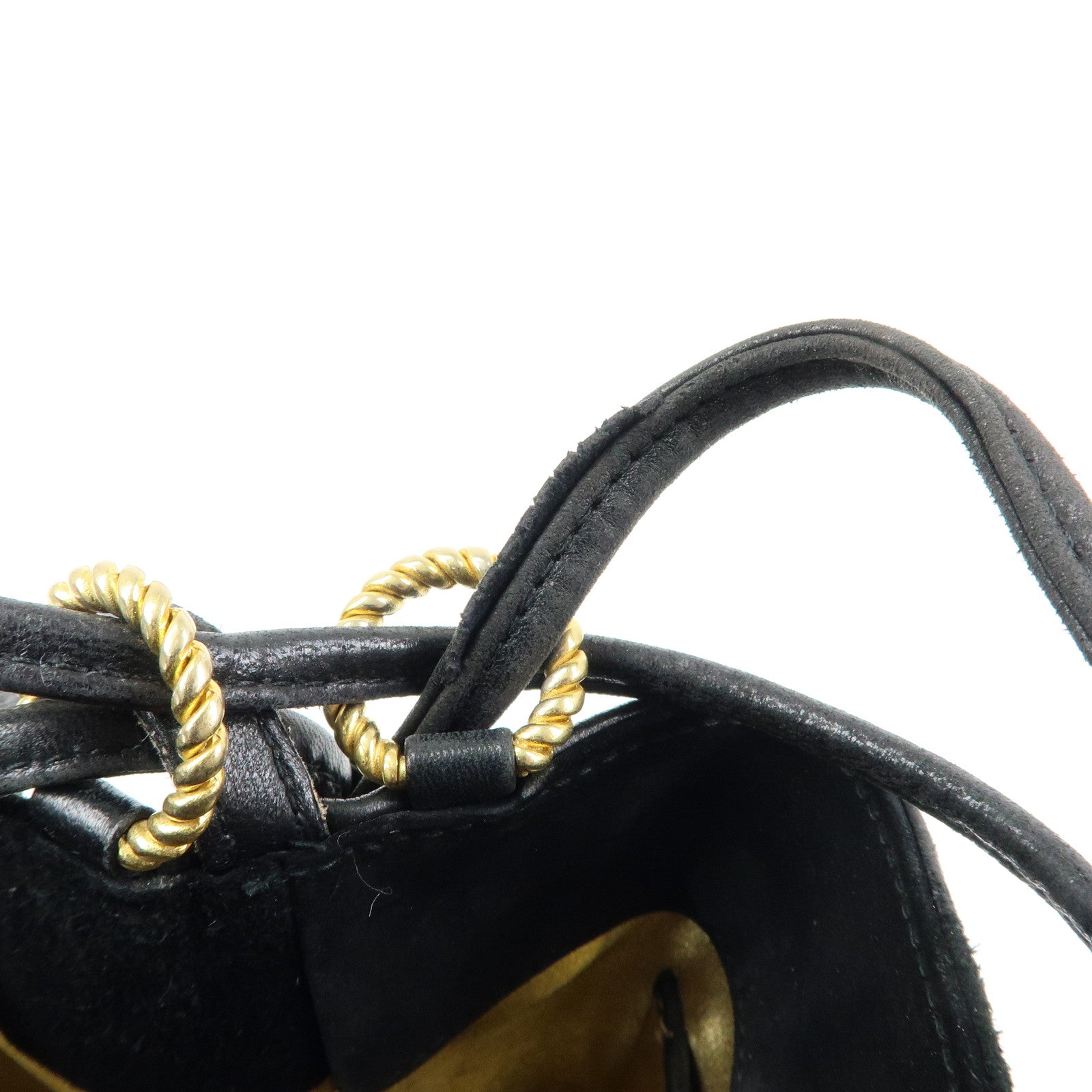 Ferragamo Leather Suede Shoulder Bag Crossbody Bag Black