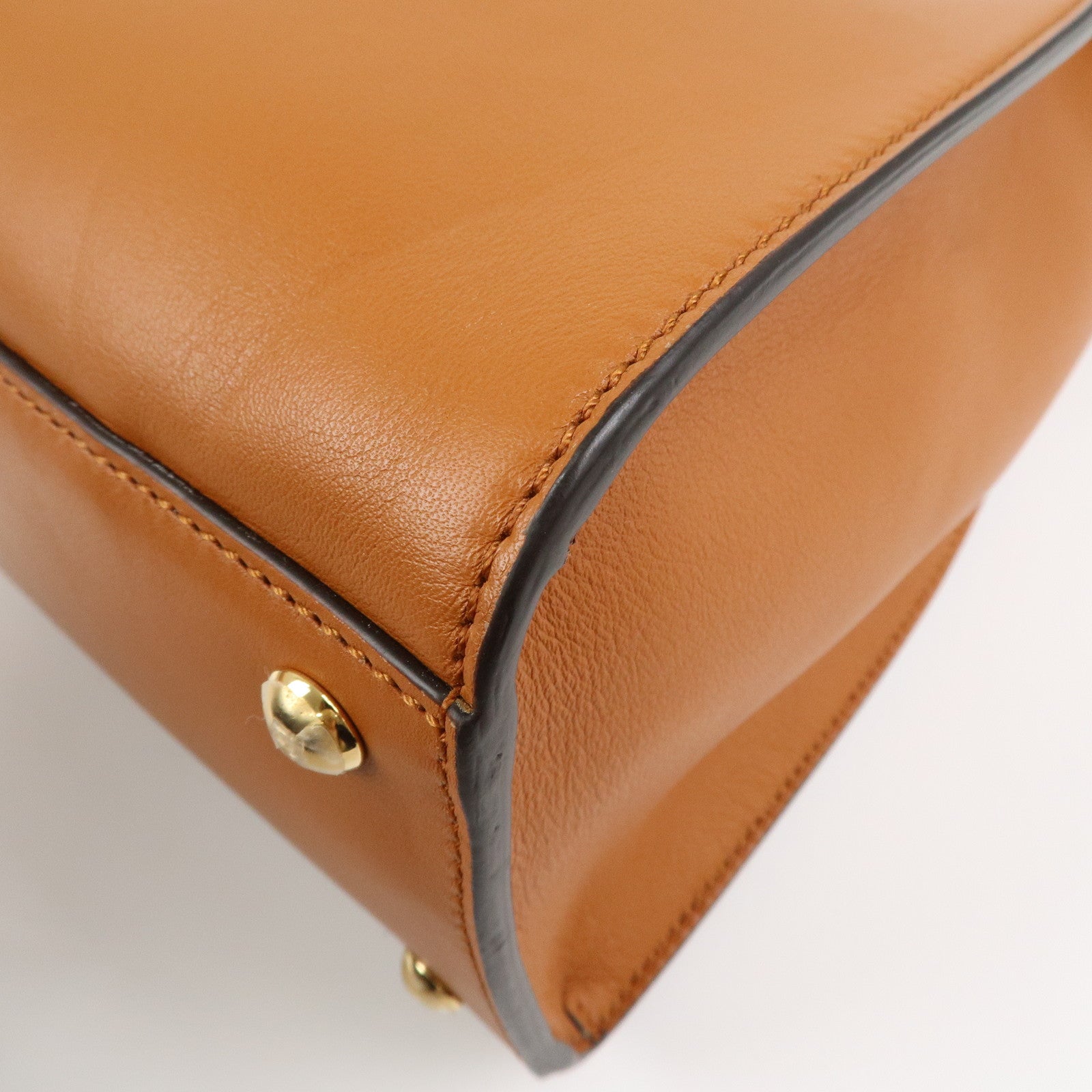 FENDI Peekaboo X Lite Leather 2Way Bag Shoulder Bag Brown 8BN310