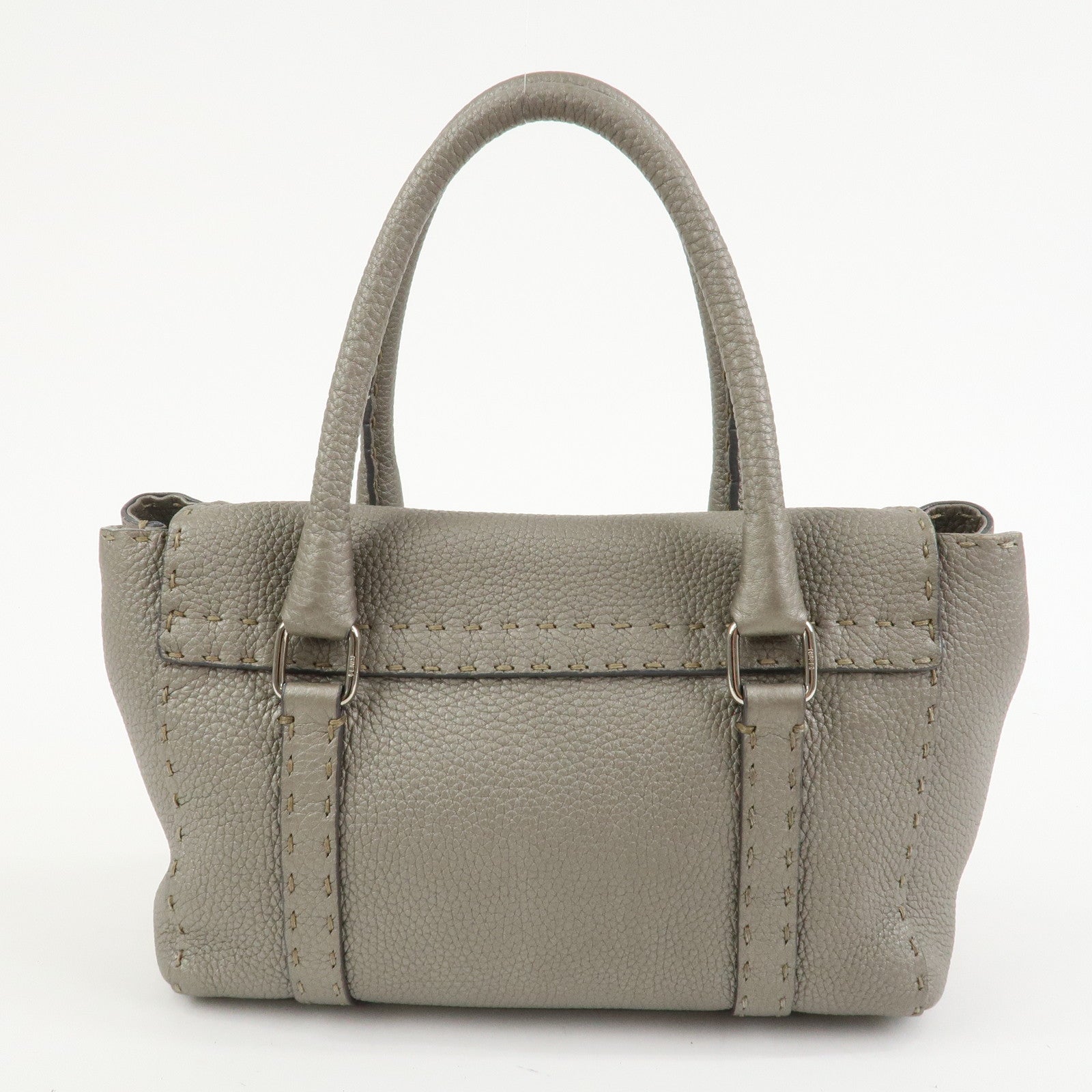 FENDI Seleria Leather Mini Linda Hand Bag Gray 8BR486