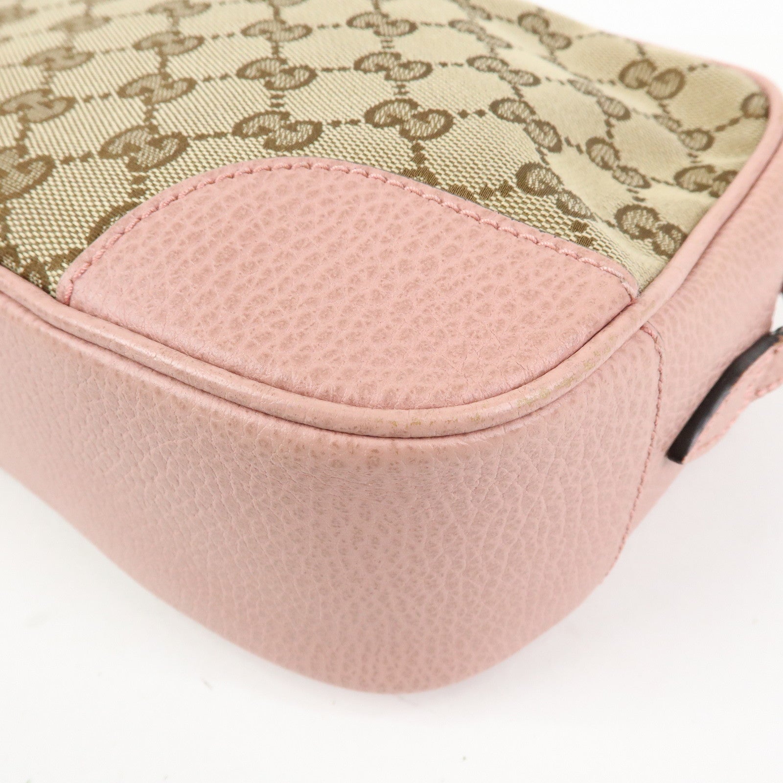 GUCCI GG Canvas Leather Shoulder Crossbody Bag Beige Pink 449413