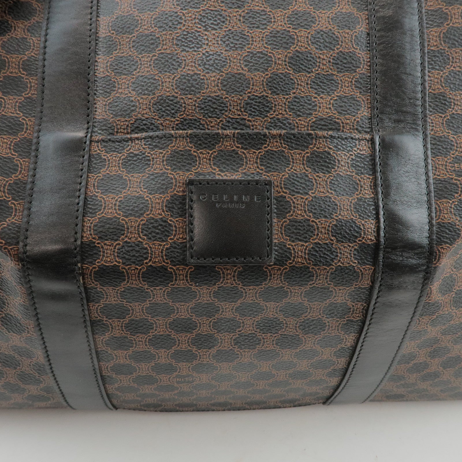 CELINE Macadam PVC Leather Boston Bag Hand Bag Black Brown