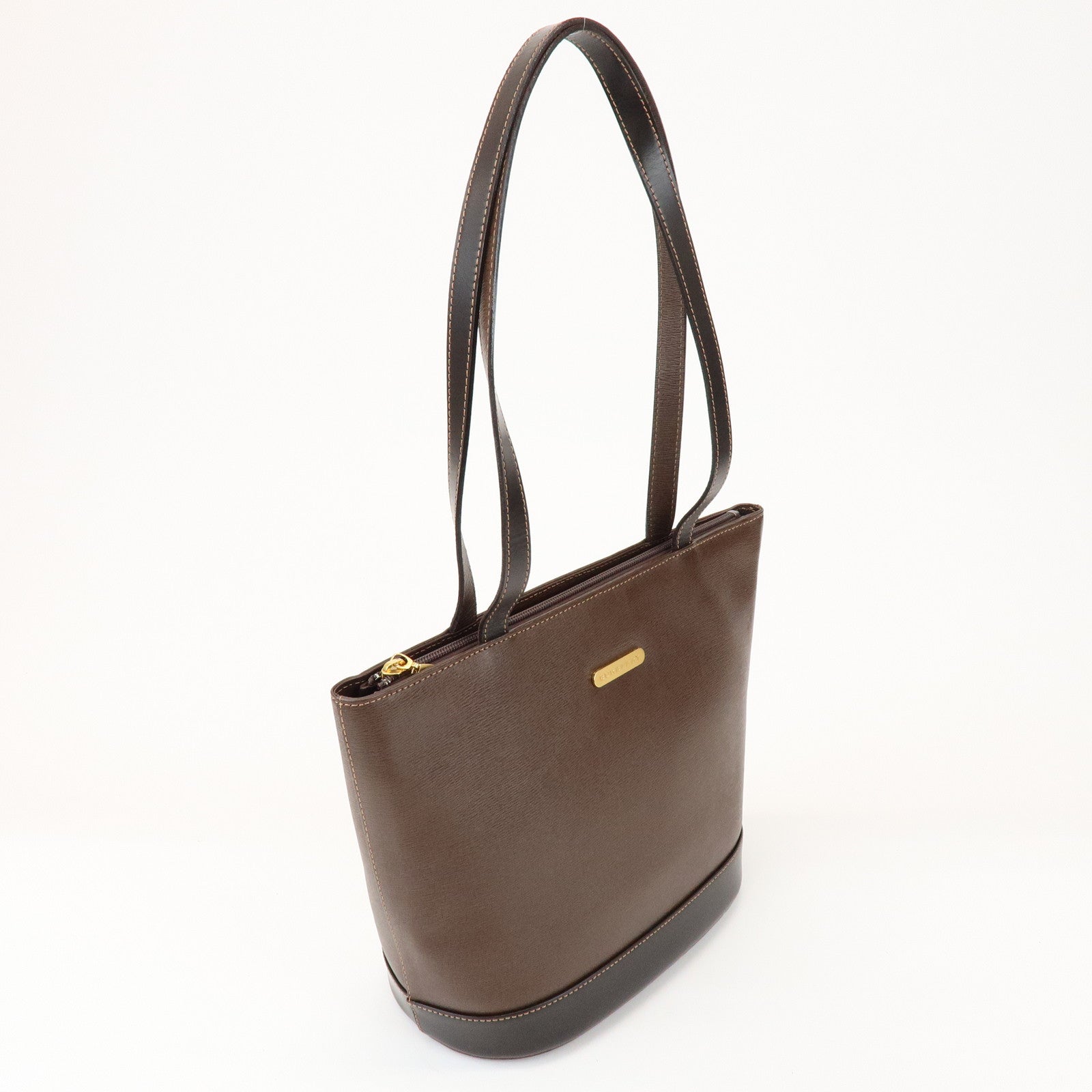 BURBERRY Logo Leather Tote Bag Shoulder Bag Brown