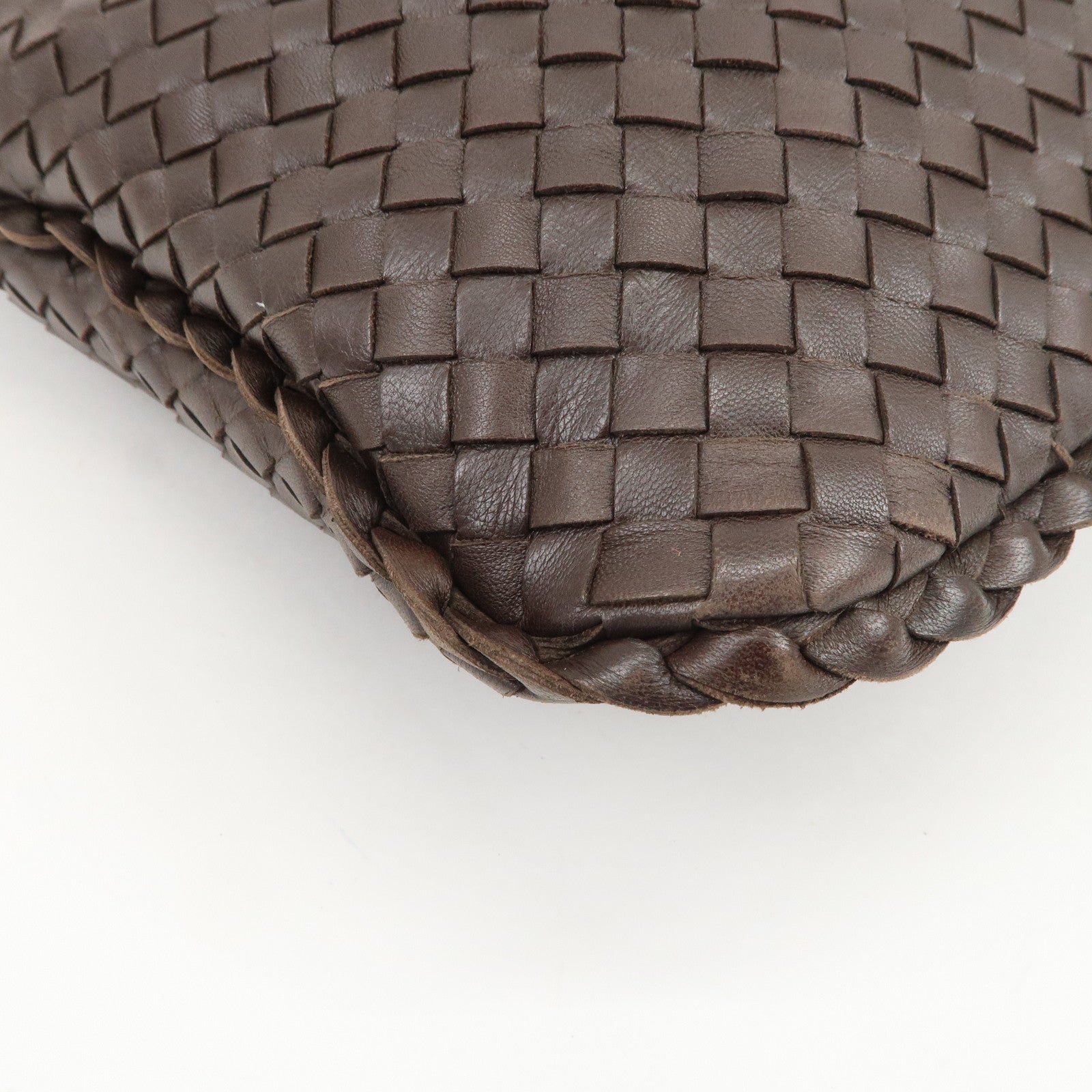 BOTTEGA VENETA Hobo Intrecciato Leather Shoulder Bag Hand Bag Brown