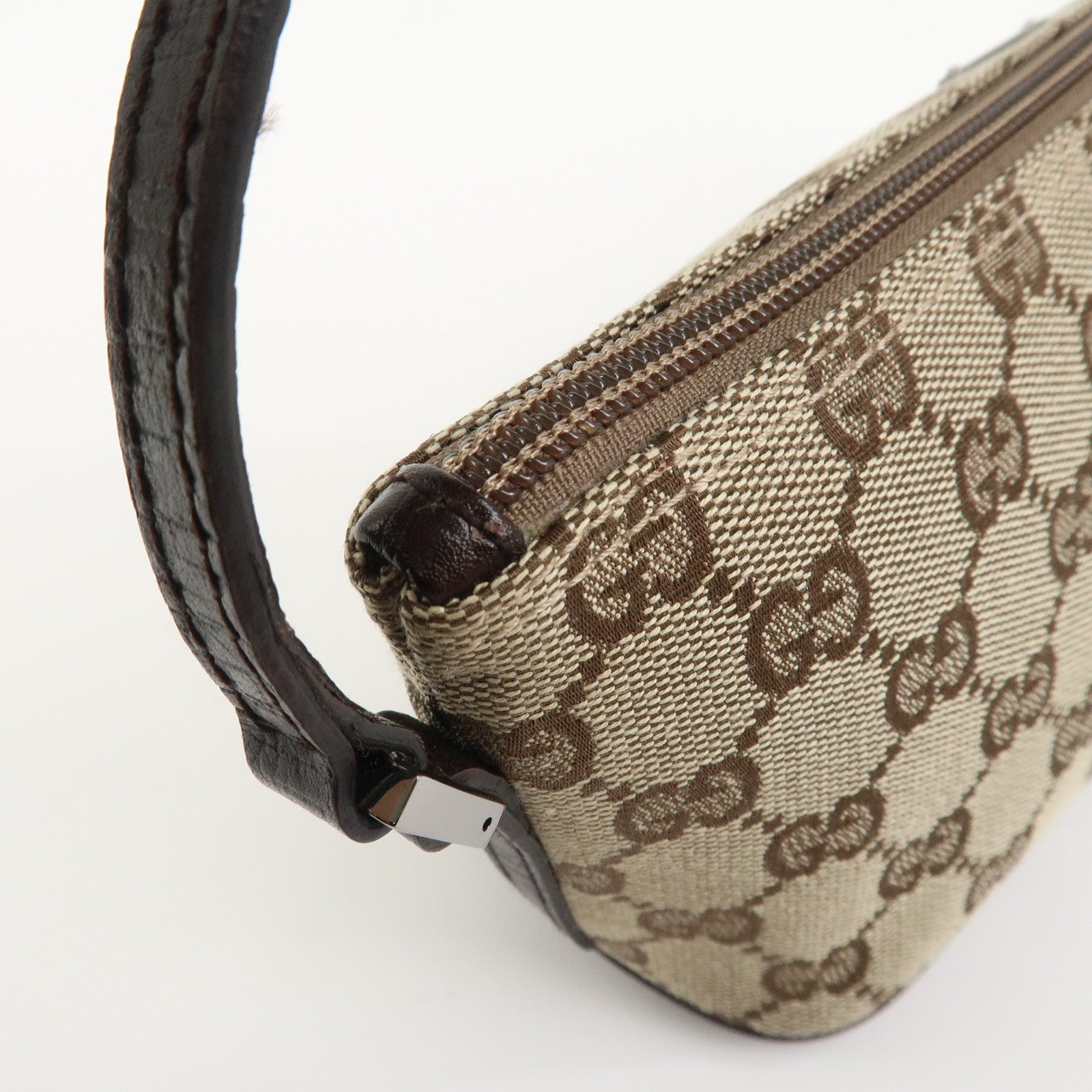 GUCCI Boat Bag GG Canvas Leather Hand Bag Brown 07198