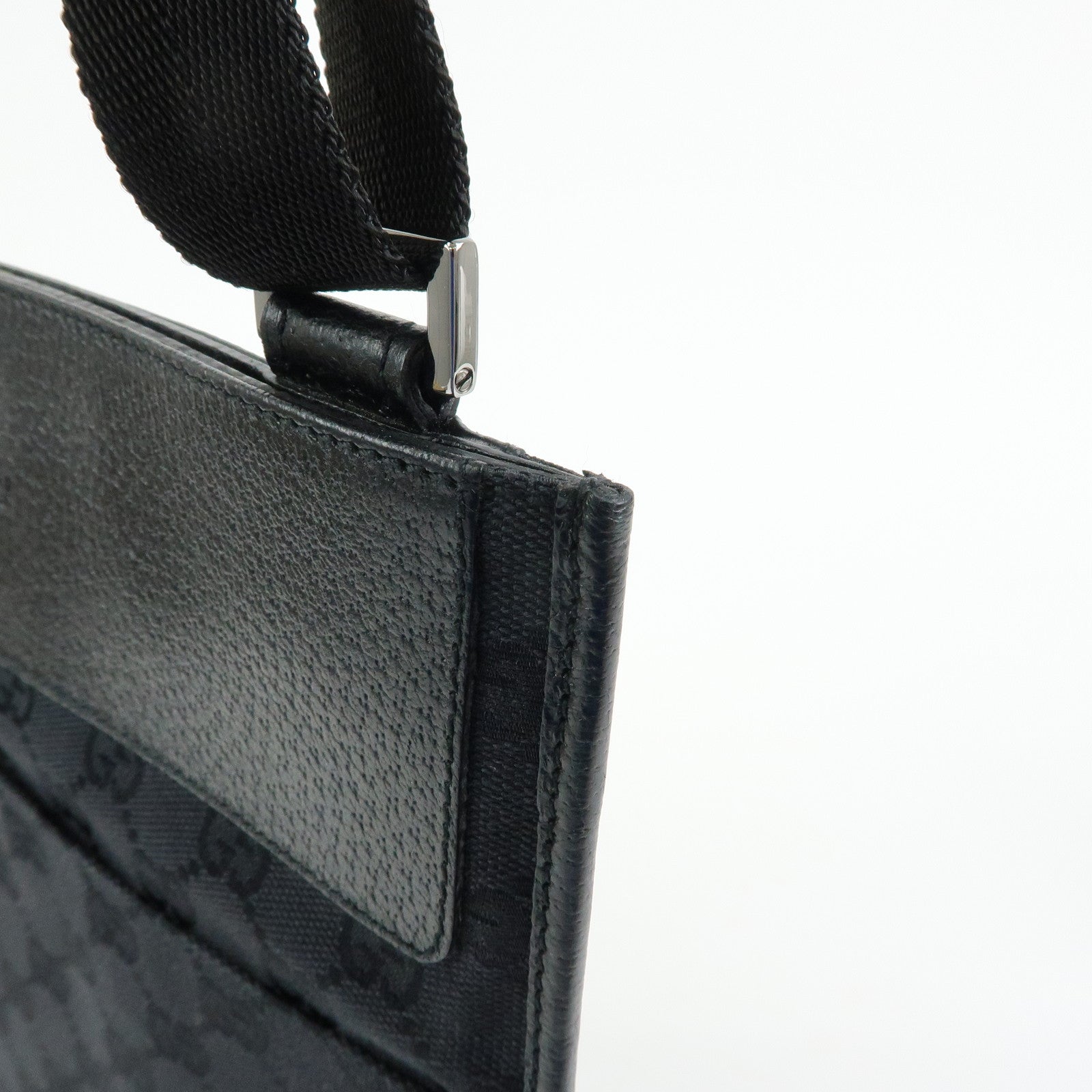 GUCCI GG Canvas Leather Shoulder Bag Crossbody Bag Black 27639