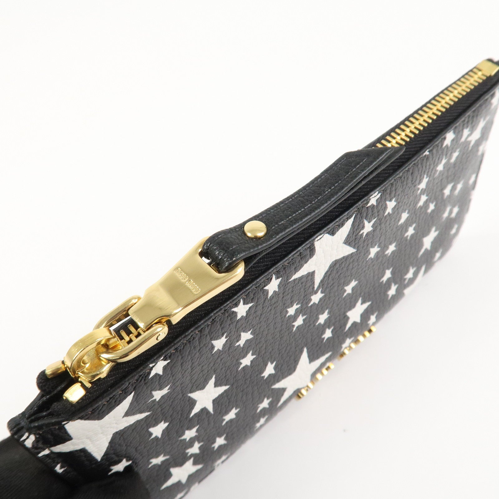 MIU MIU Leather Card Case Star Print Black 5MB006