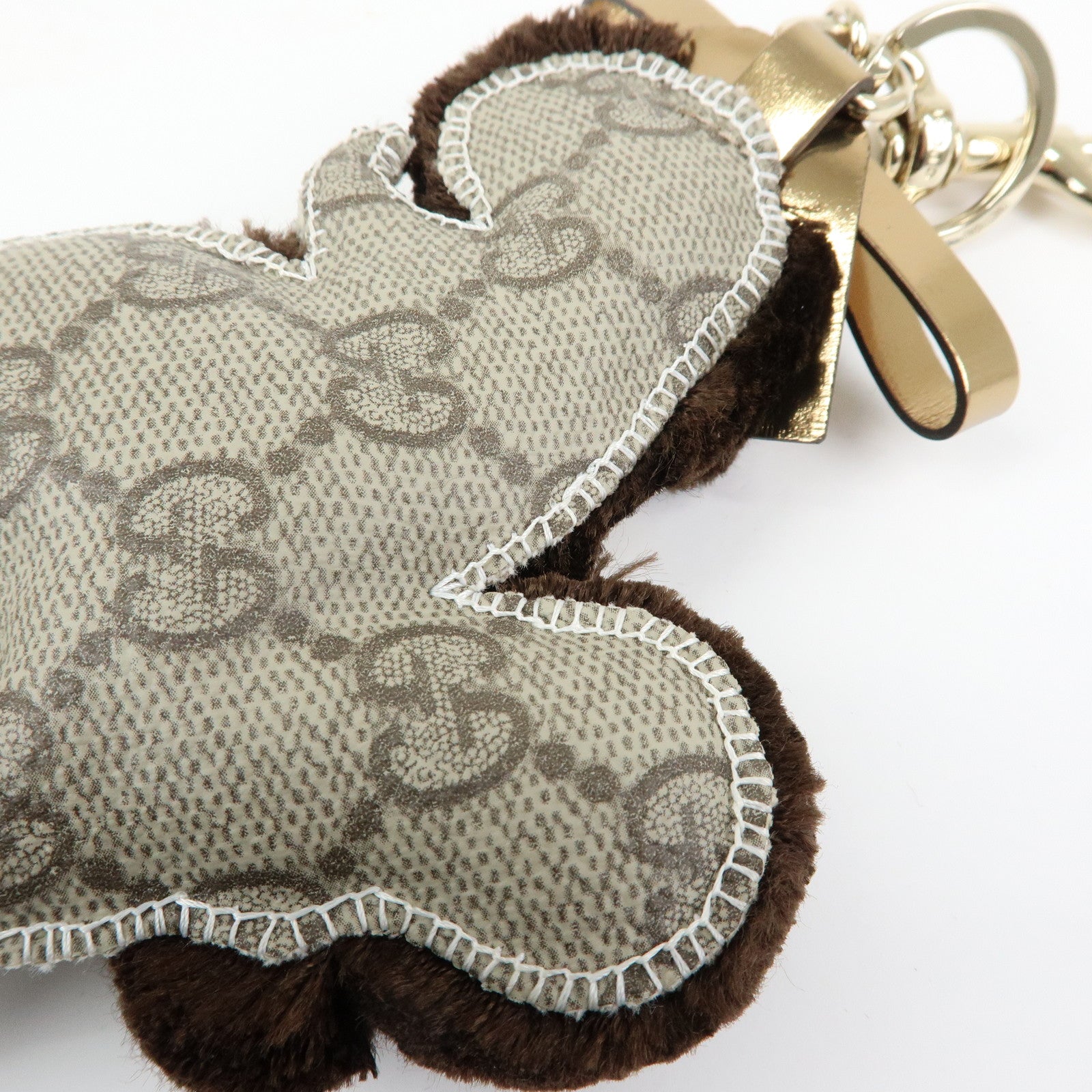 GUCCI Gucciori GG Supreme Leather Lulu Toy Poodle Bag Charm Brown