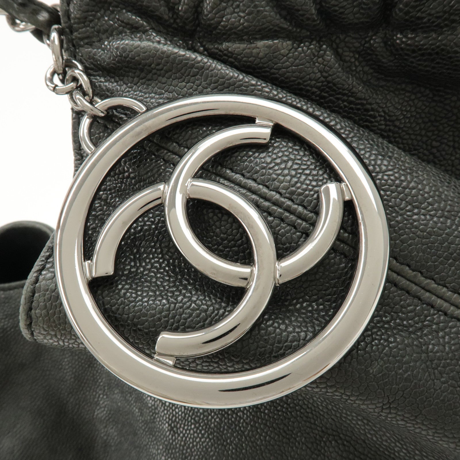 CHANEL COCO Cabus GM Caviarskin Chain Shoulder Bag Black A33450 Used