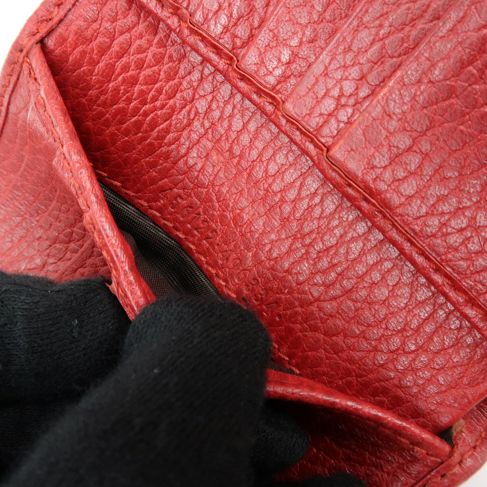 GUCCI Double G Leather Bi-fold Compact Wallet Red 456122