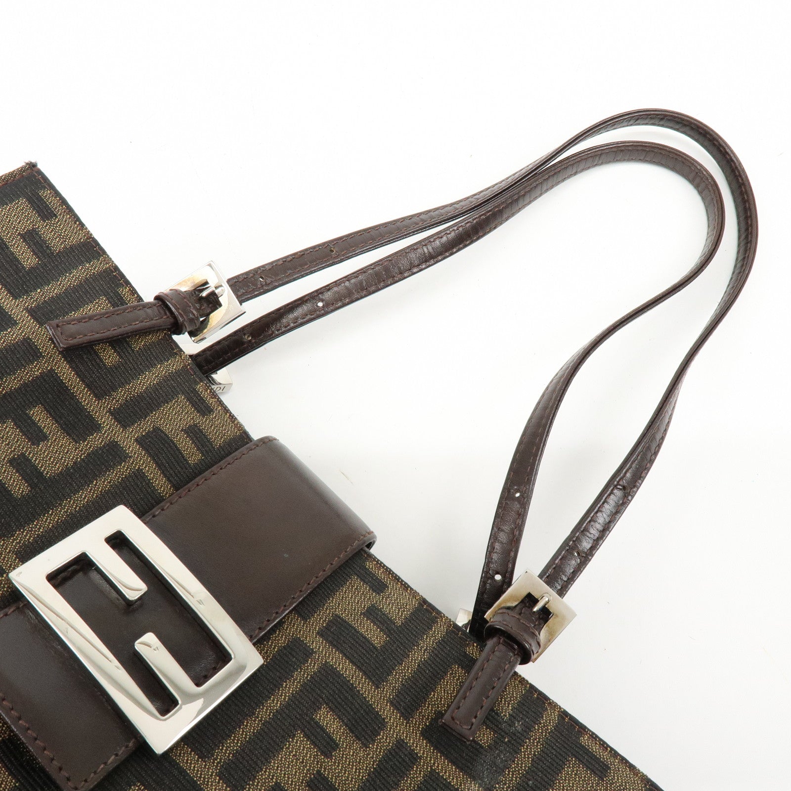 FENDI Zucca Canvas Leather Shoulder Bag Tote Bag Brown 09158081992
