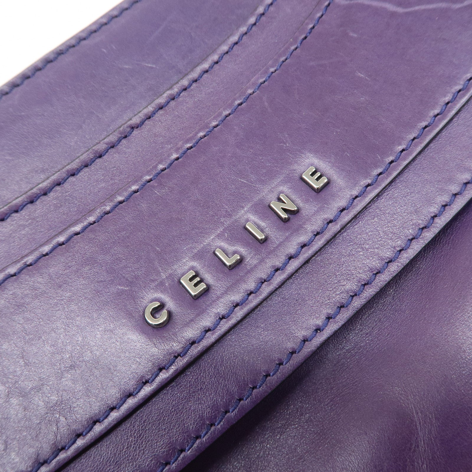 CELINE Leather Boogie Bag Hand Bag Purple Used