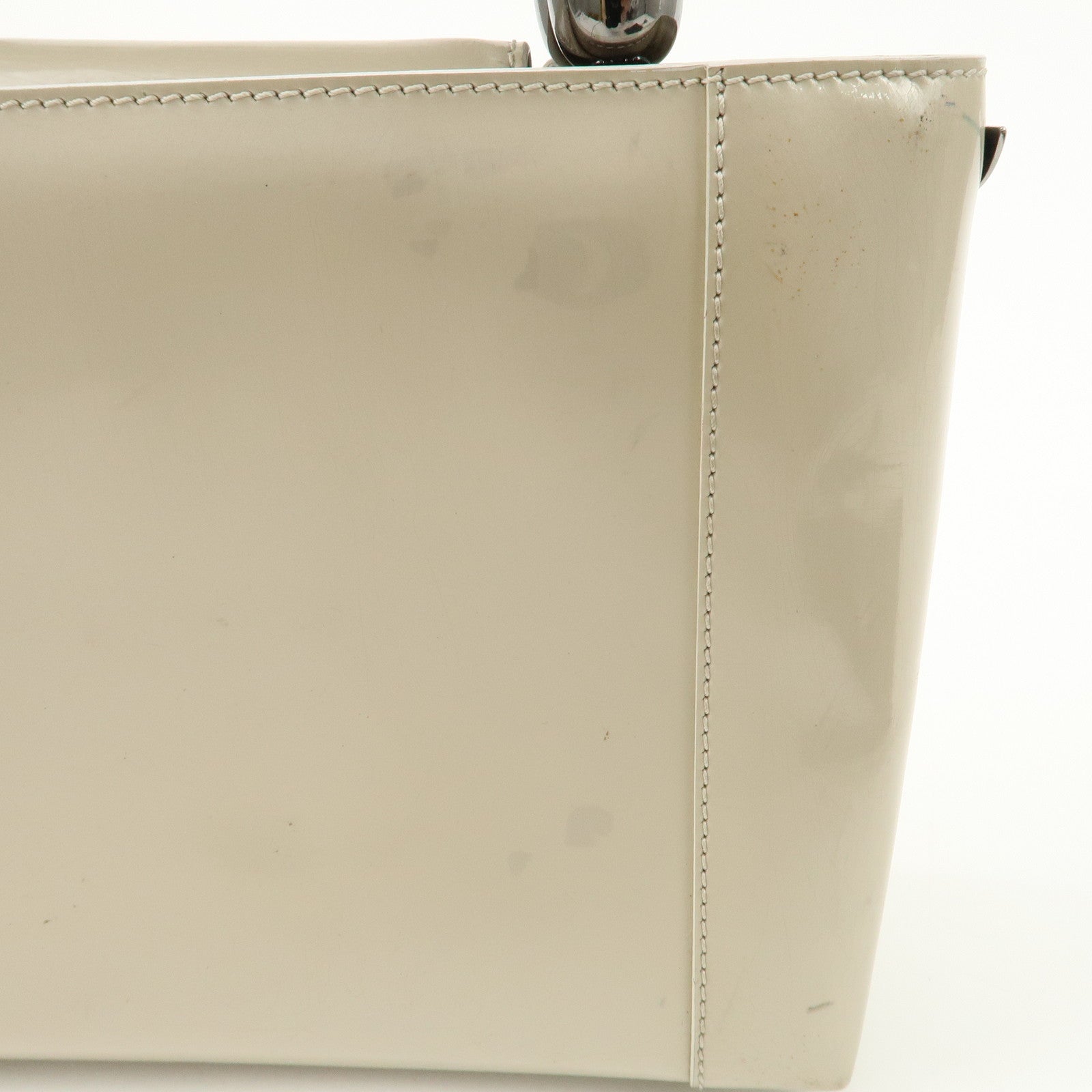 Christian Dior Maris Pearl Patent Leather Mini Tote Bag Ivory