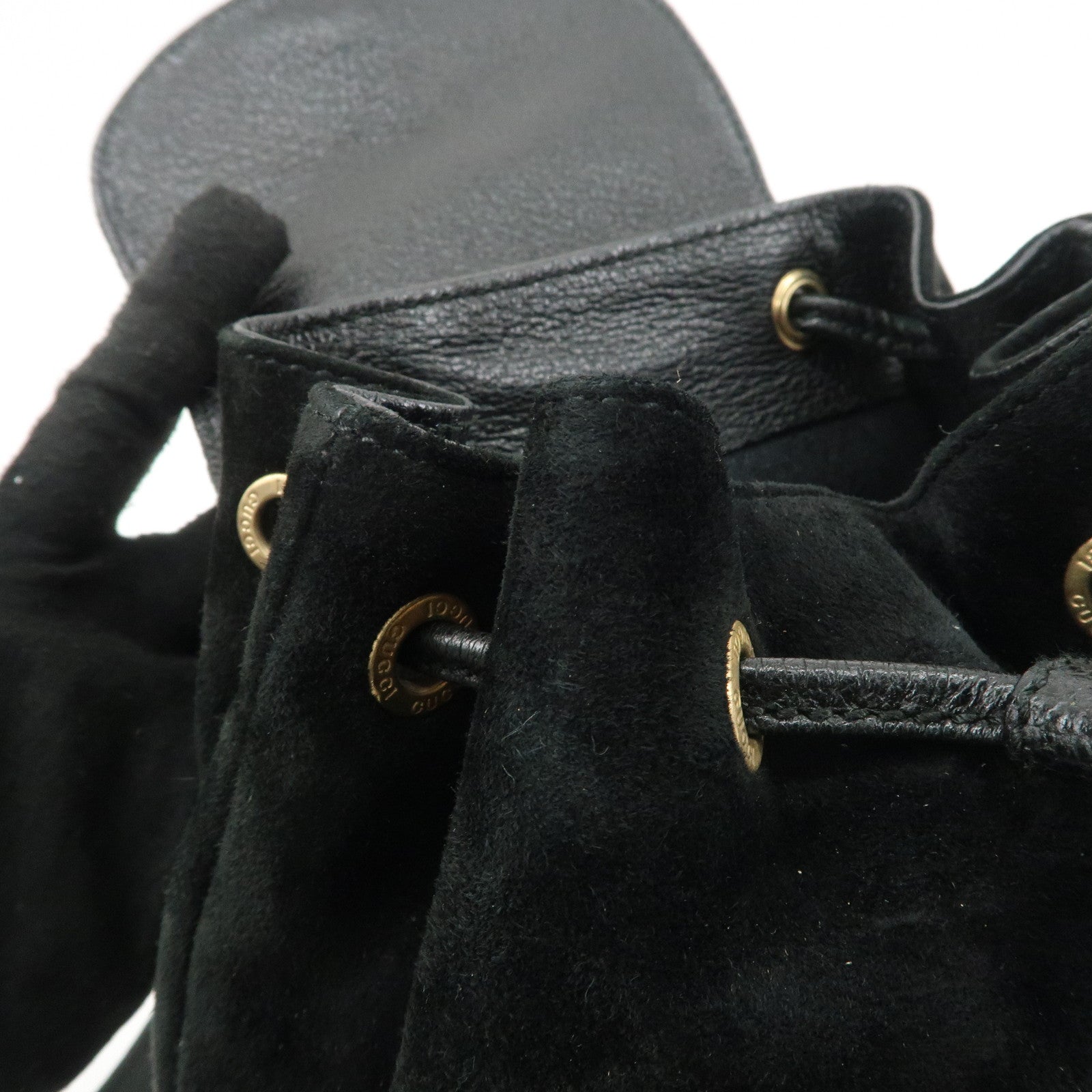 GUCCI Bamboo Suede Leather Back Pack Black 003.1956.0030