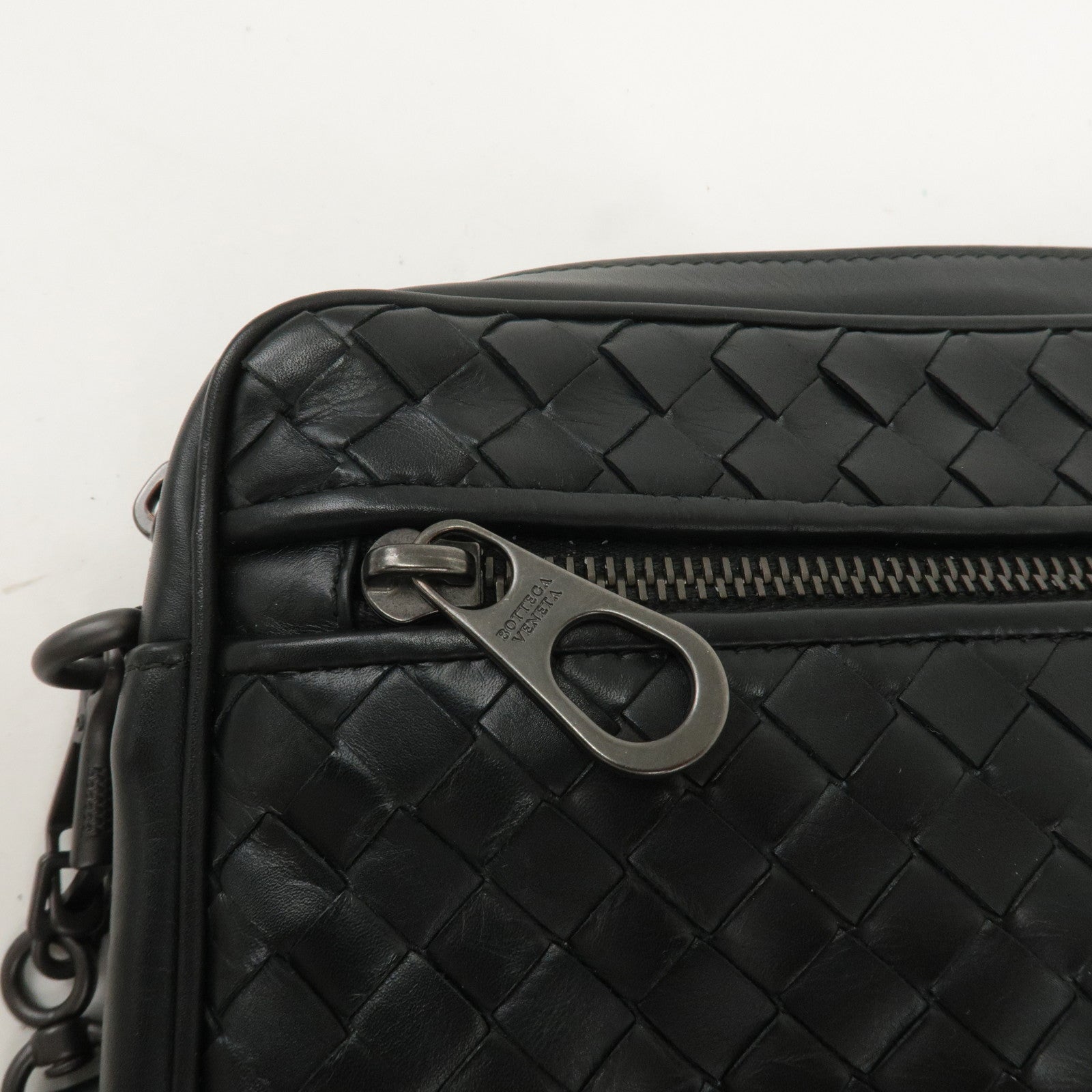 BOTTEGA VENETA Intrecciato Leather Clutch Bag Black