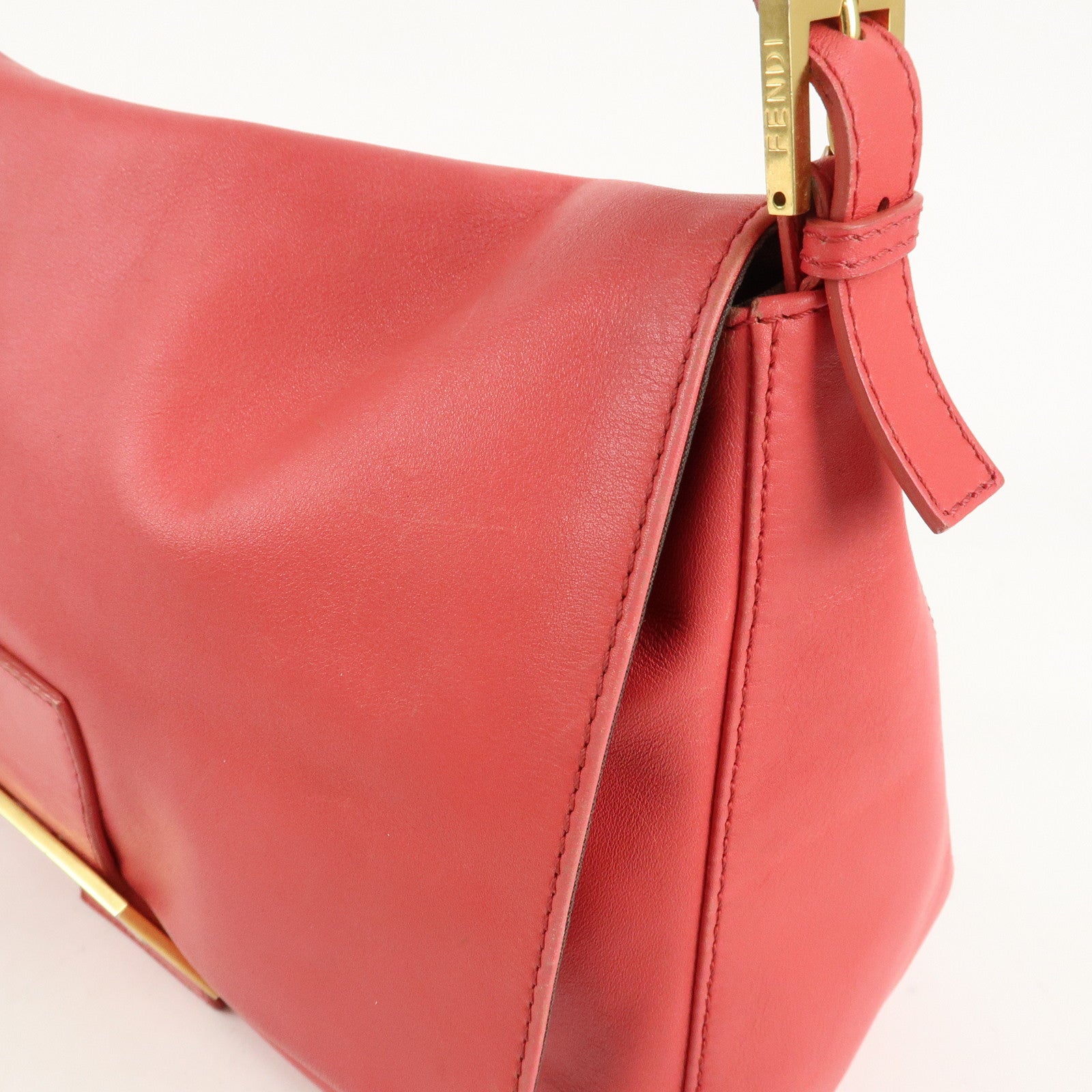 FENDI Big Mamma Baguette Leather Chain Shoulder Bag Pink 8BR638 Used