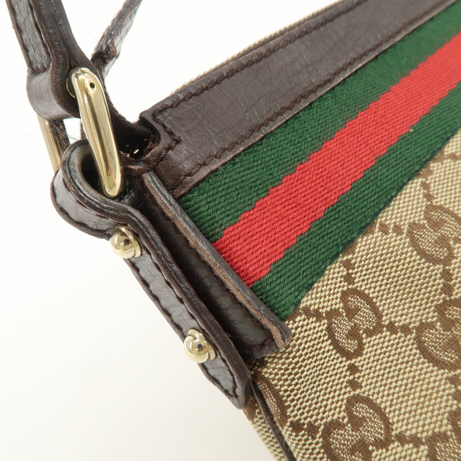 GUCCI Sherry GG Canvas Leather Shoulder Bag Boots Bag Charm 145970 Used