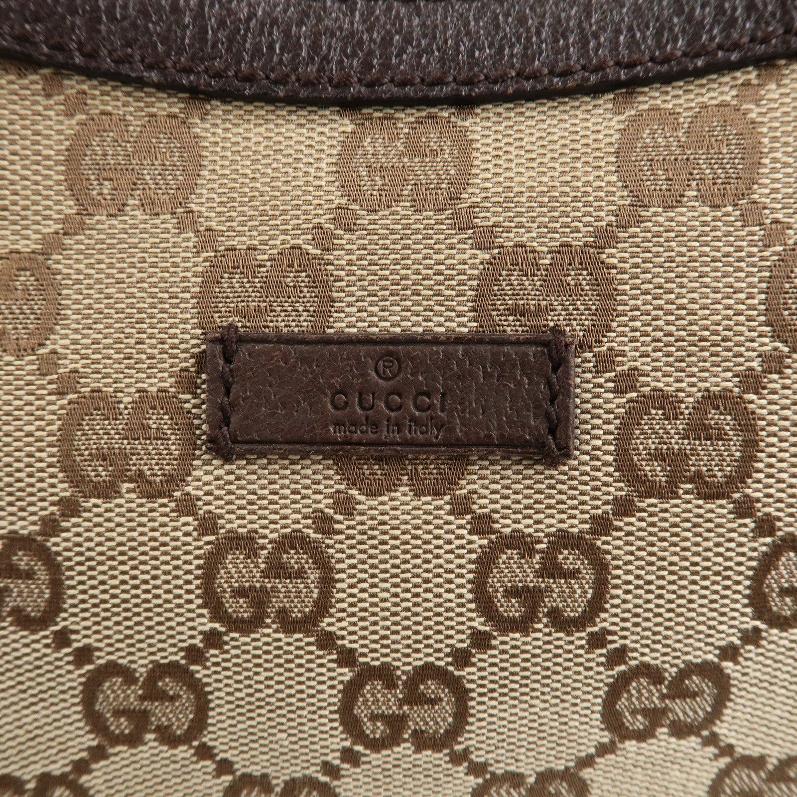 GUCCI GG Canvas Leather Shoulder Bag Beige Brown 122790