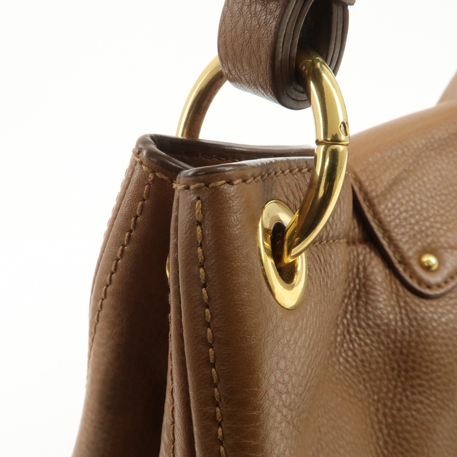 MIU MIU Leather 2WAY Bag Shoulder Bag Brown