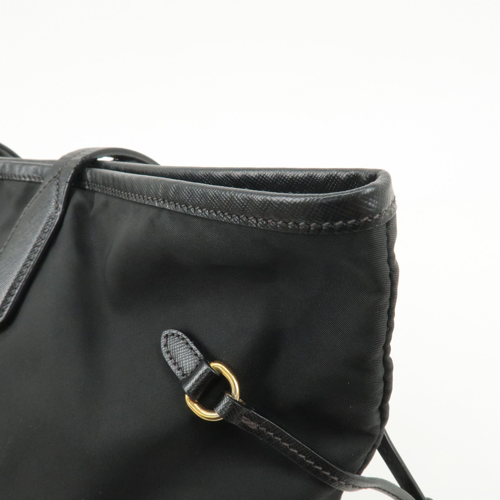 PRADA Nylon Leather Tote Bag Shoulder Bag Black