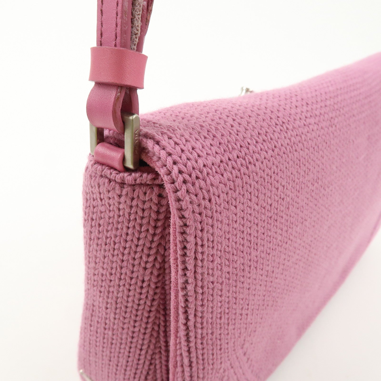 PRADA Wool Leather Shoulder Bag Lavender