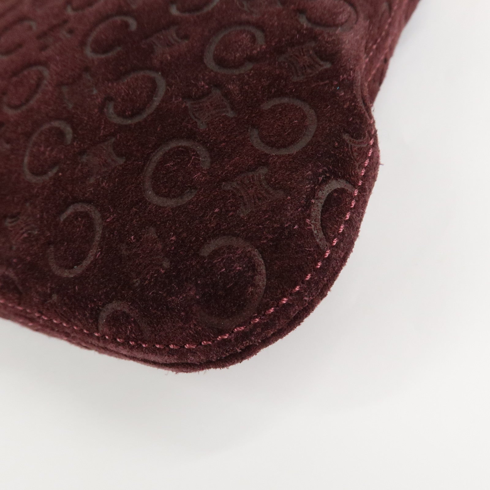 CELINE Suede Shoulder Bag Wine Beige MC00/2 Used