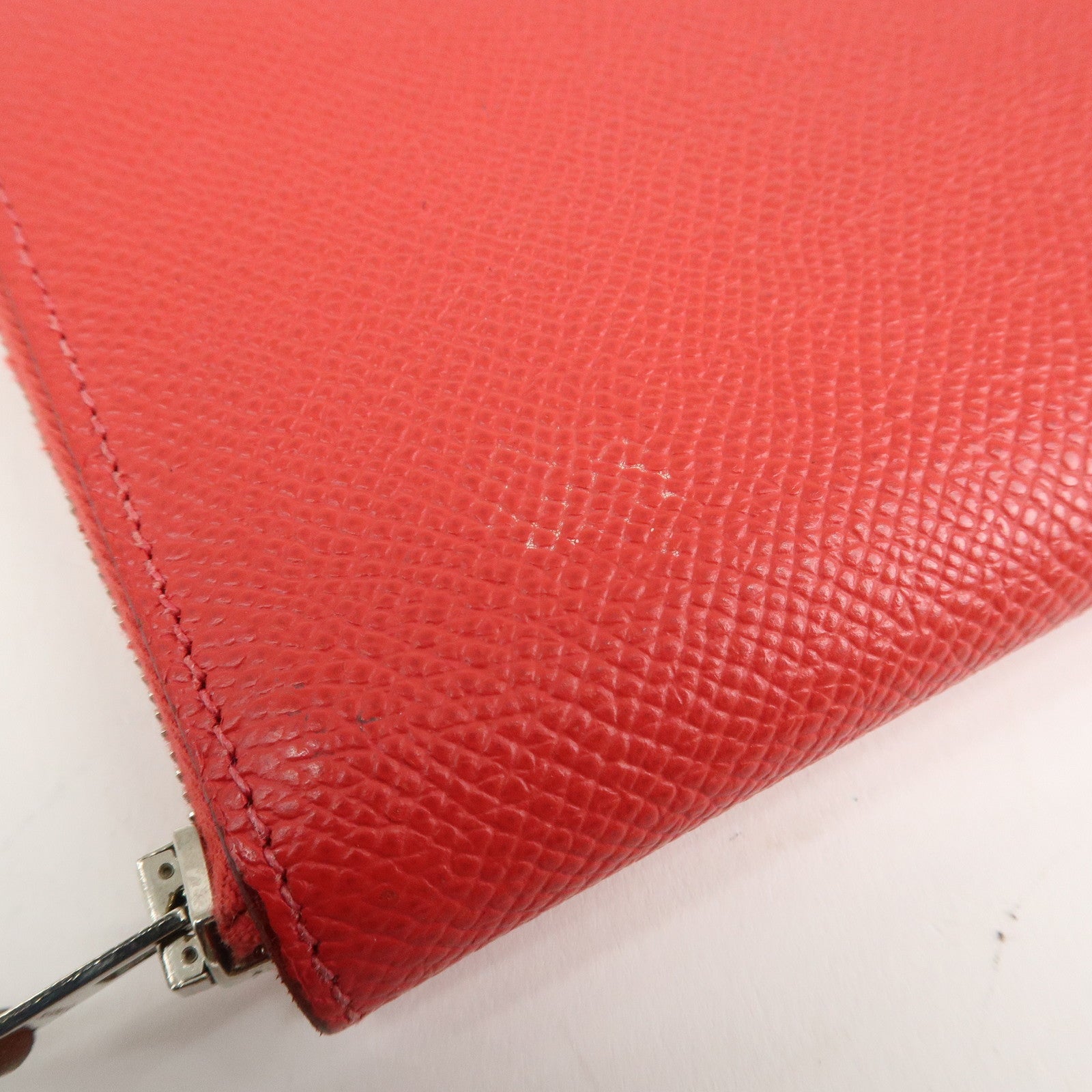 HERMES Leather Veau Epsom Azap Long Silkin Wallet Red Used