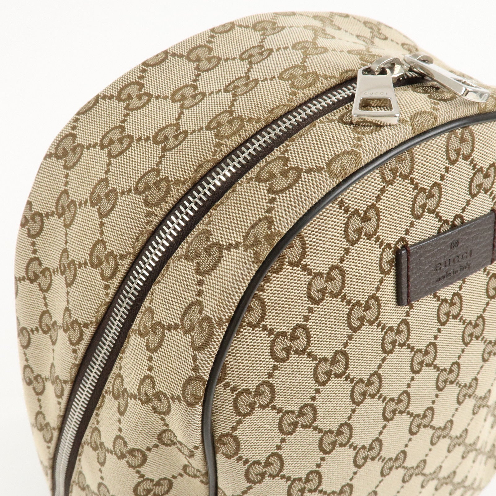 GUCCI GG Canvas Leather Backpack Beige Brown 449906