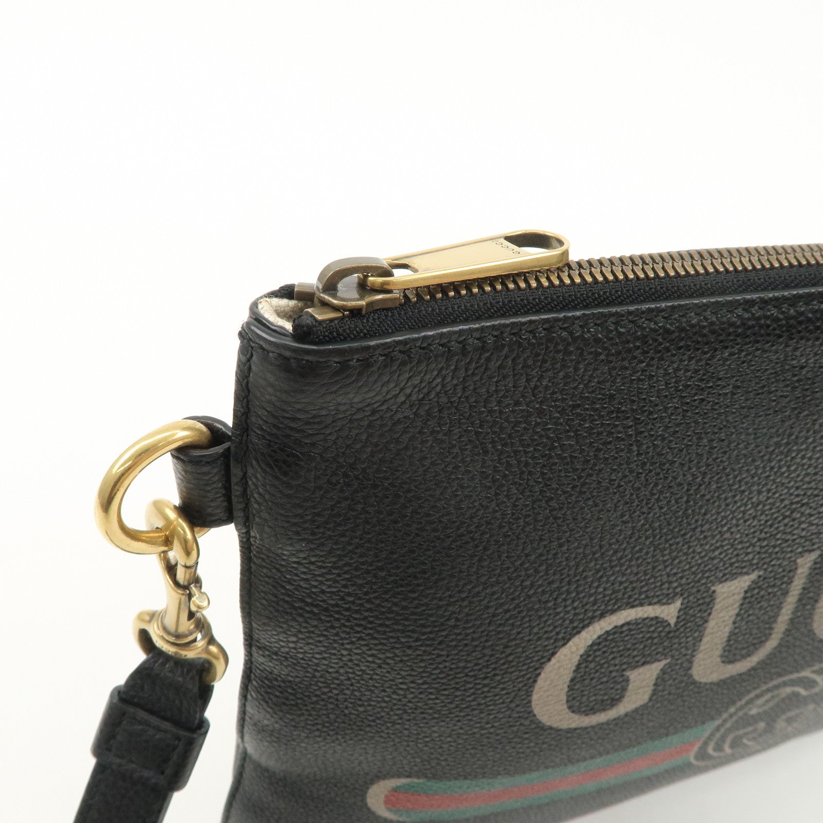 GUCCI Sherry Leather Portfolio Clutch Bag Medium Black 572770