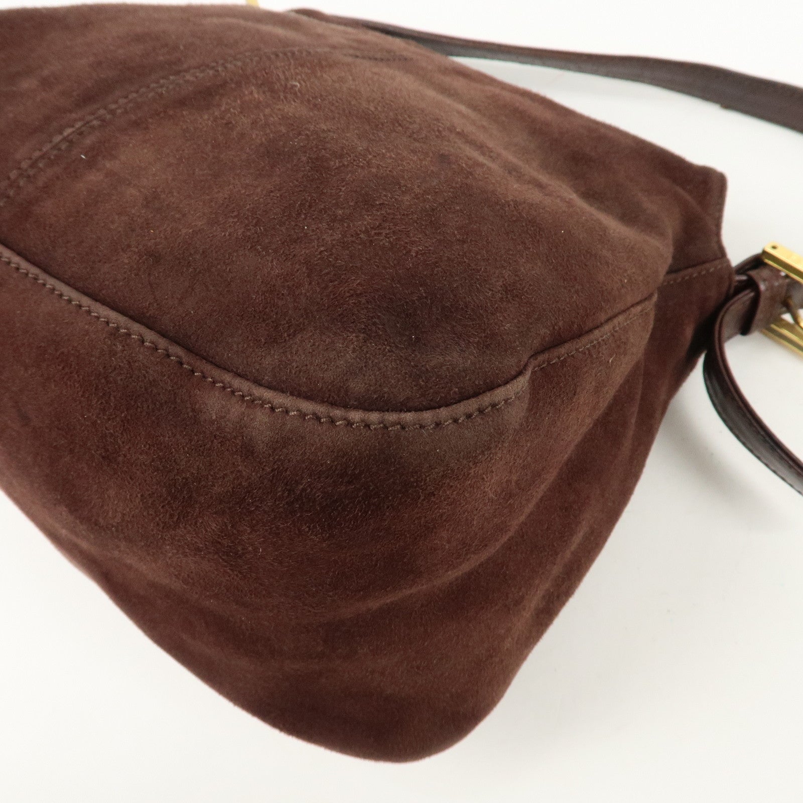 FENDI Suede Leather Shoulder Bag Hand Bag Brown 26426