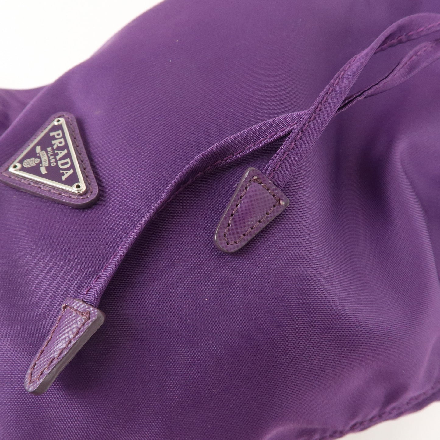 PRADA Nylon Leather Drawstring Pouch Purple 1NA369