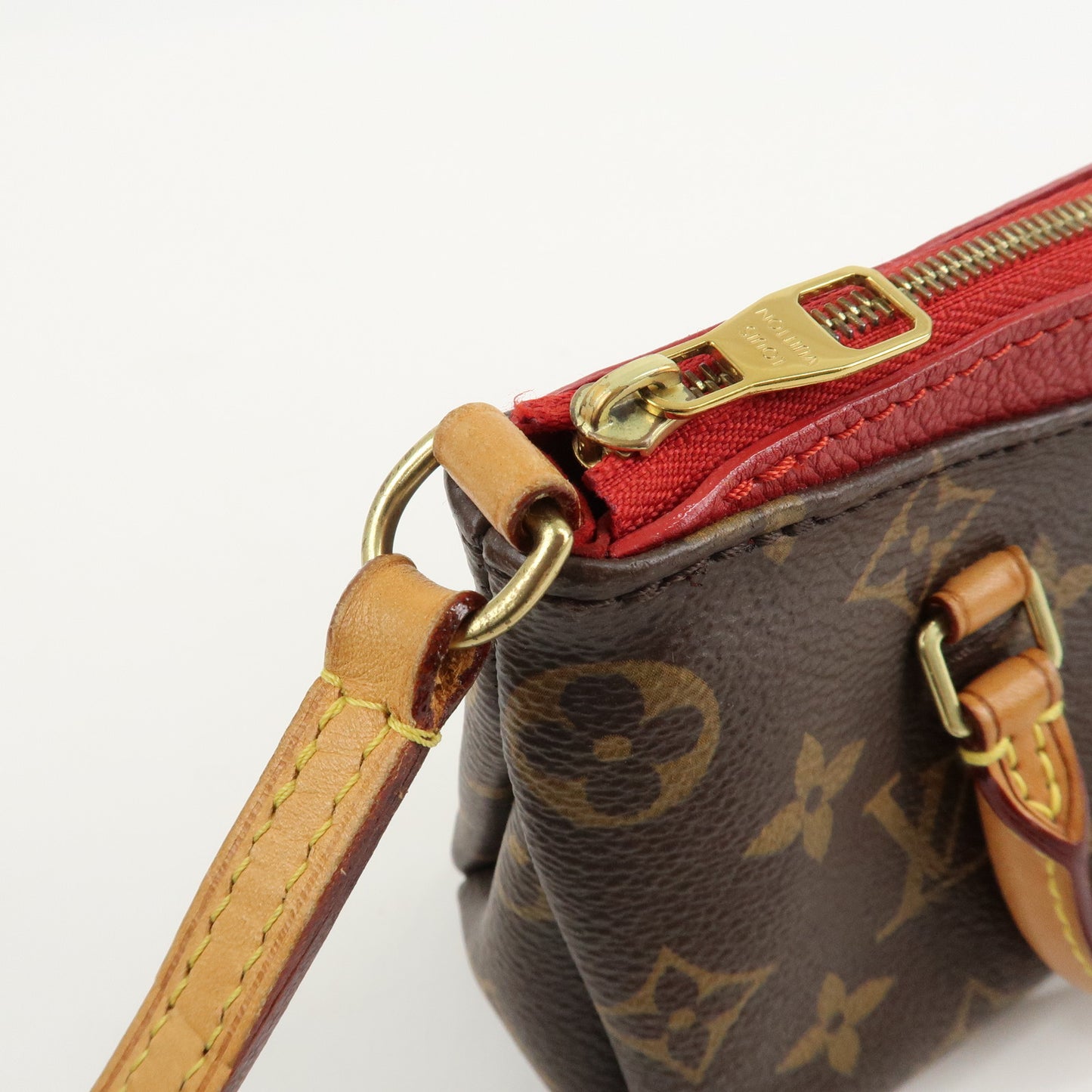 Louis Vuitton Nano Pallas Shoulder Bag Brown Cerise M61254