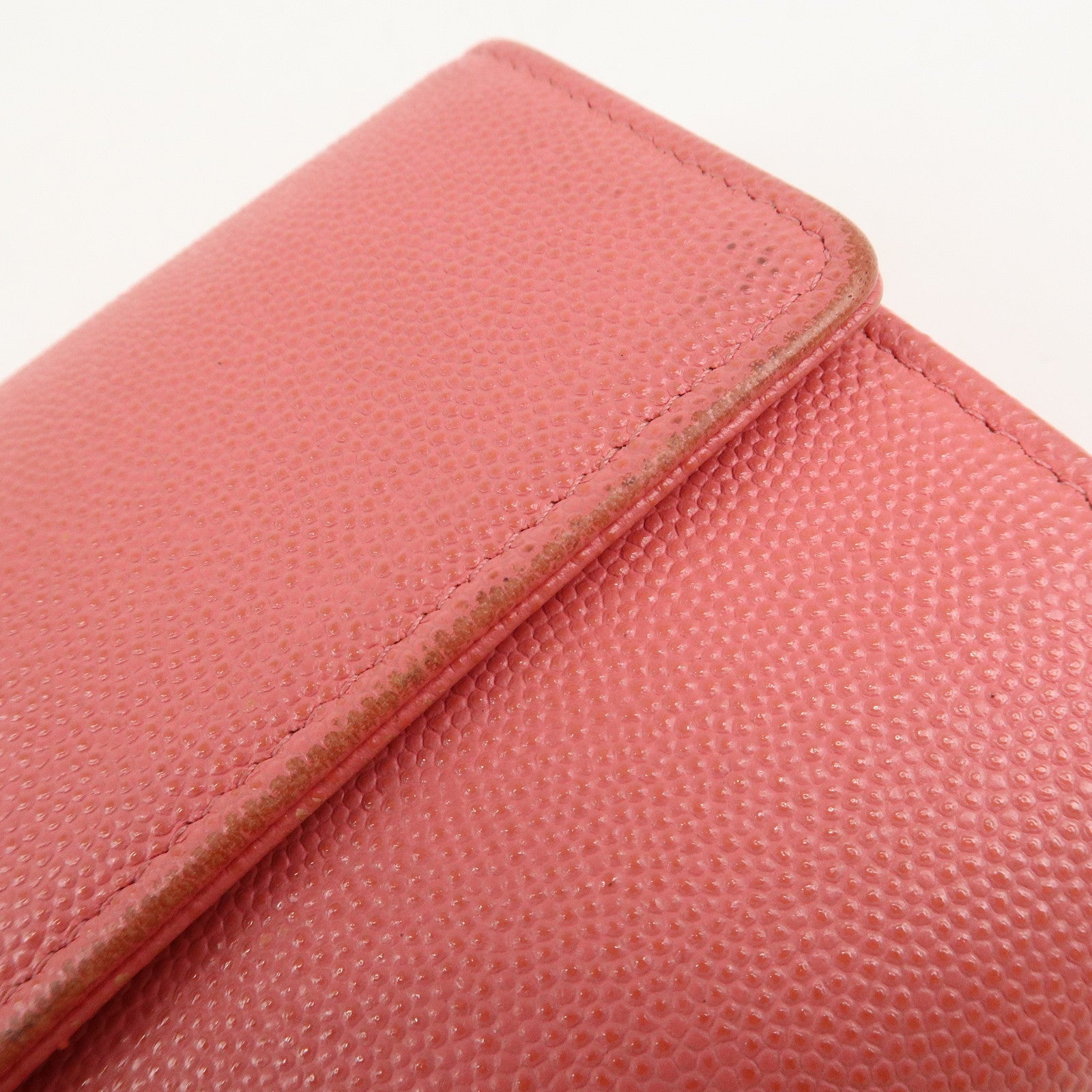 CHANEL Caviar Skin Coco Mark Bi-fold Long Wallet Pink