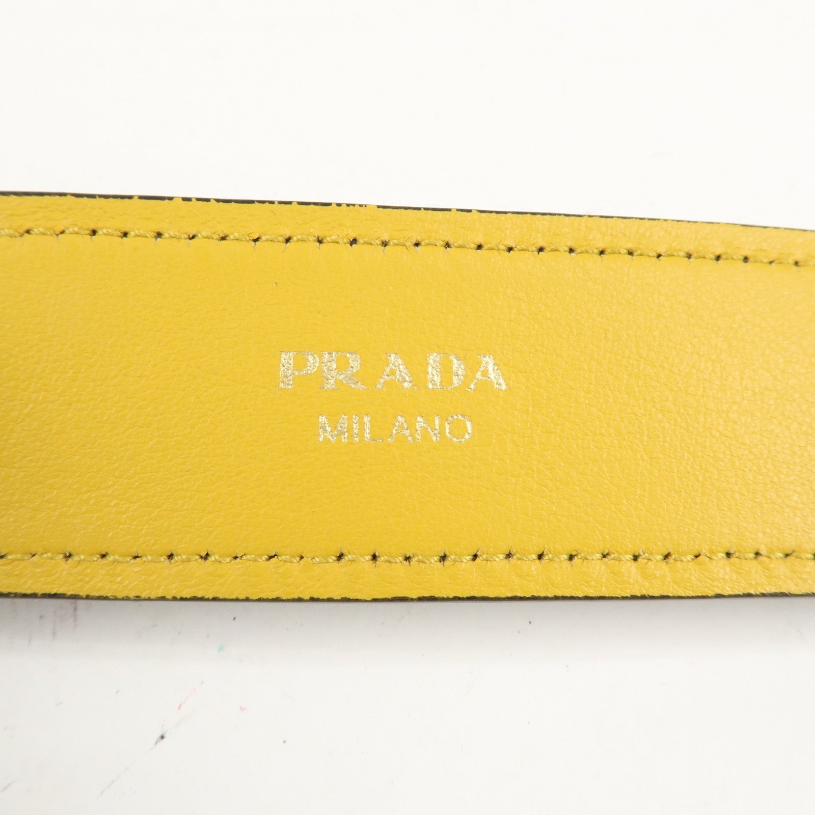 PRADA Leather Palmtree Pattern Shoulder Strap Black