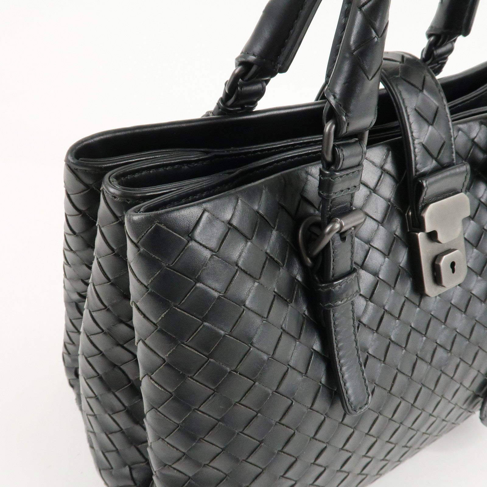 BOTTEGA VENETA Intrecciato Leather Tote Bag Hand Bag Black