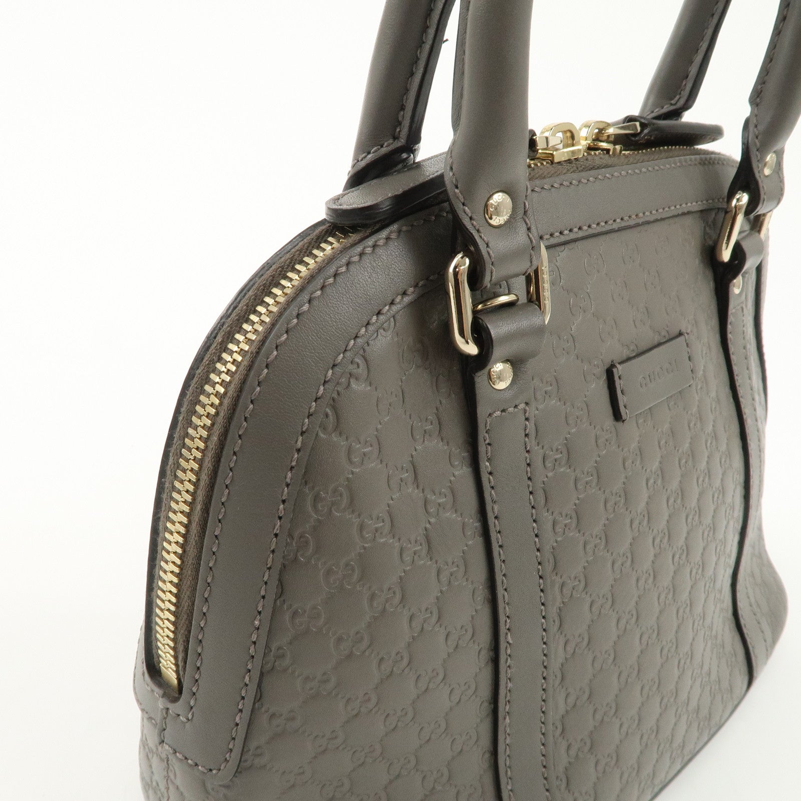 GUCCI Micro Guccissima Leather 2WAY Bag Hand Bag Gray 449654 Used