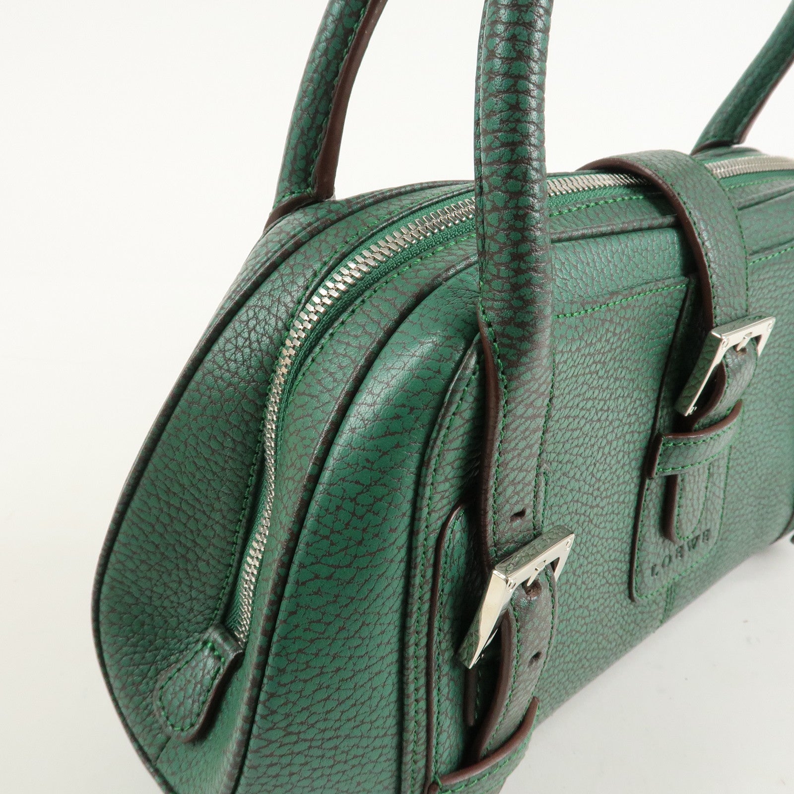 LOEWE Senda Leather Shoulder Bag Hand Bag Green Used