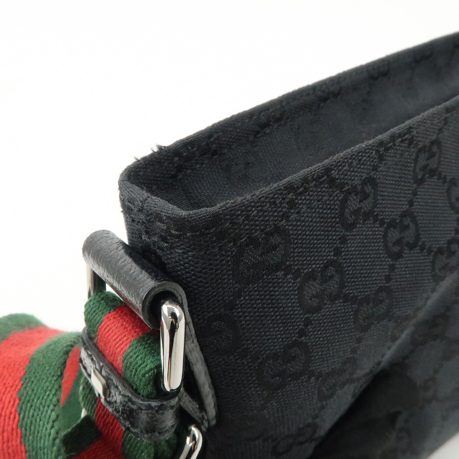 GUCCI Sherry GG Canvas Leather Shoulder Bag Black 189749