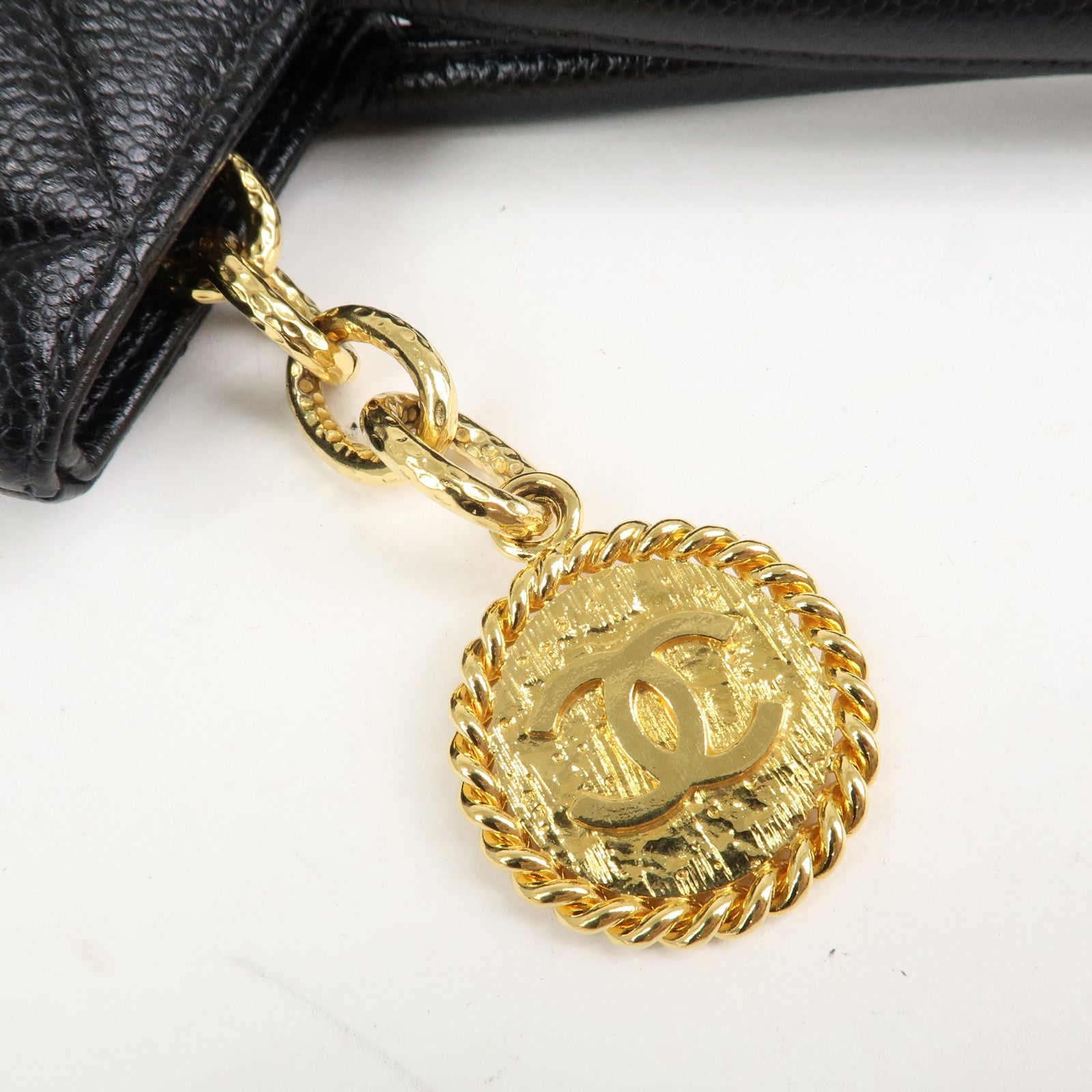 CHANEL Matelasse Caviar Skin Medalion Tote Bag Hand Bag A01804 Used