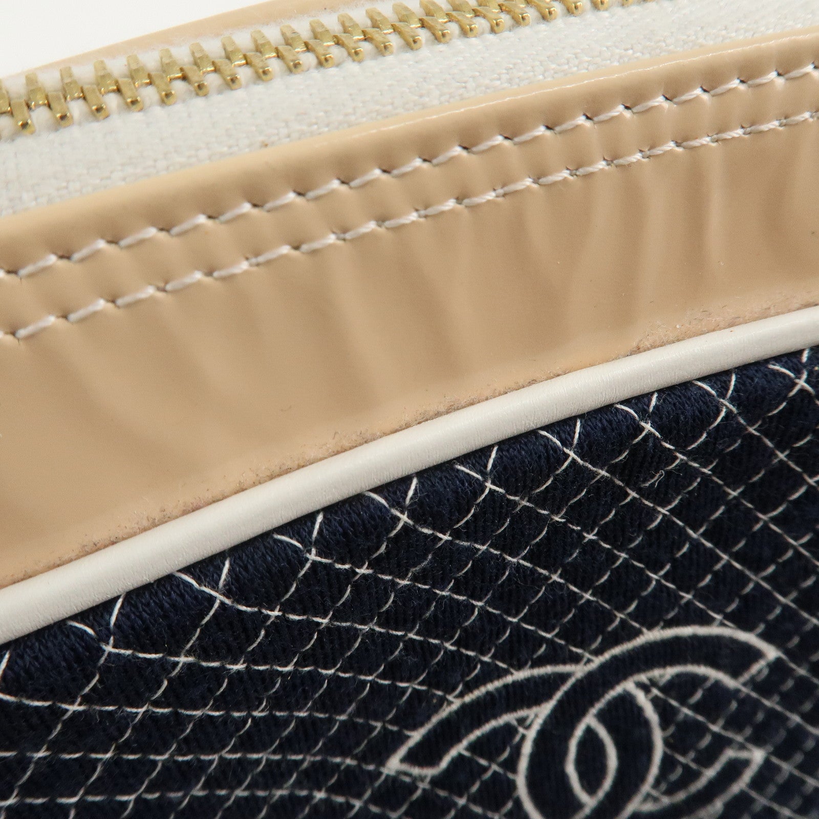 CHANEL COCO Mark Matelasse Canvas Patent Leather Tote Bag Used