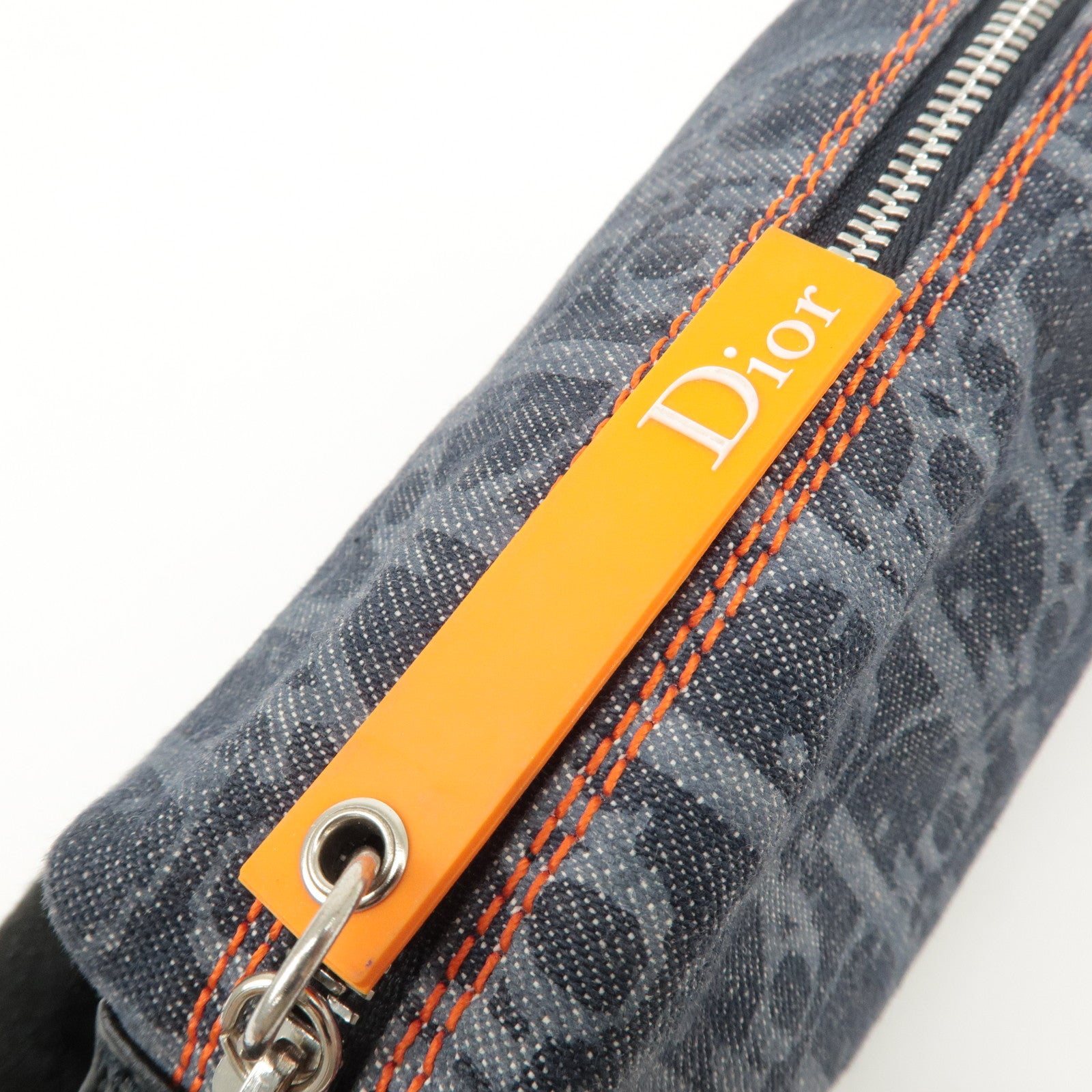 Chiristian Dior Flight Line Trotter Canvas Leather Pouch Navy