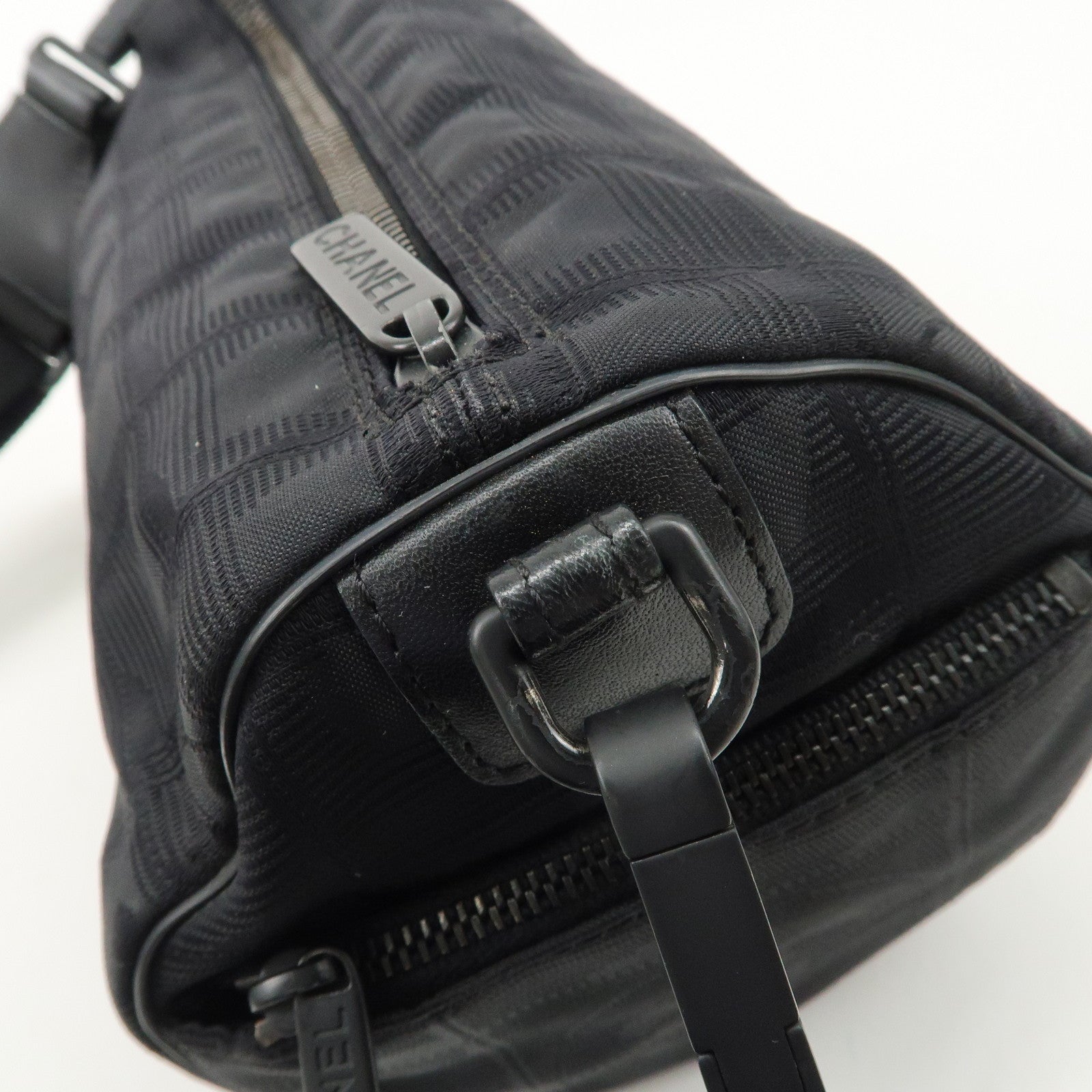CHANEL New Travel Line Nylon Jacquard Leather Shoulder Bag A17669 Used